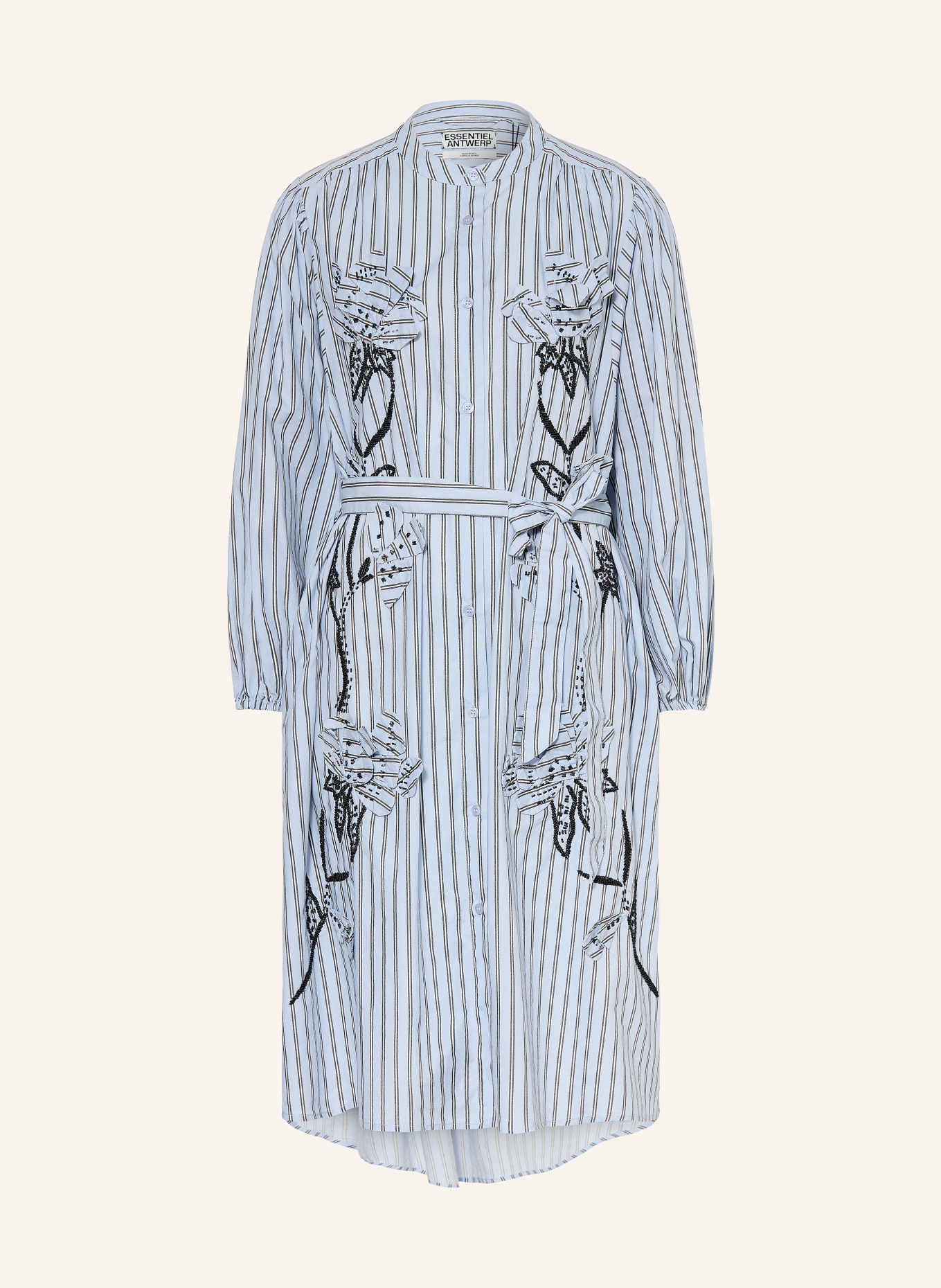 ESSENTIEL ANTWERP Kleid JEMINE mit Schmucksteinen: BLAUGRAU / DUNKELGRAU / WEISS