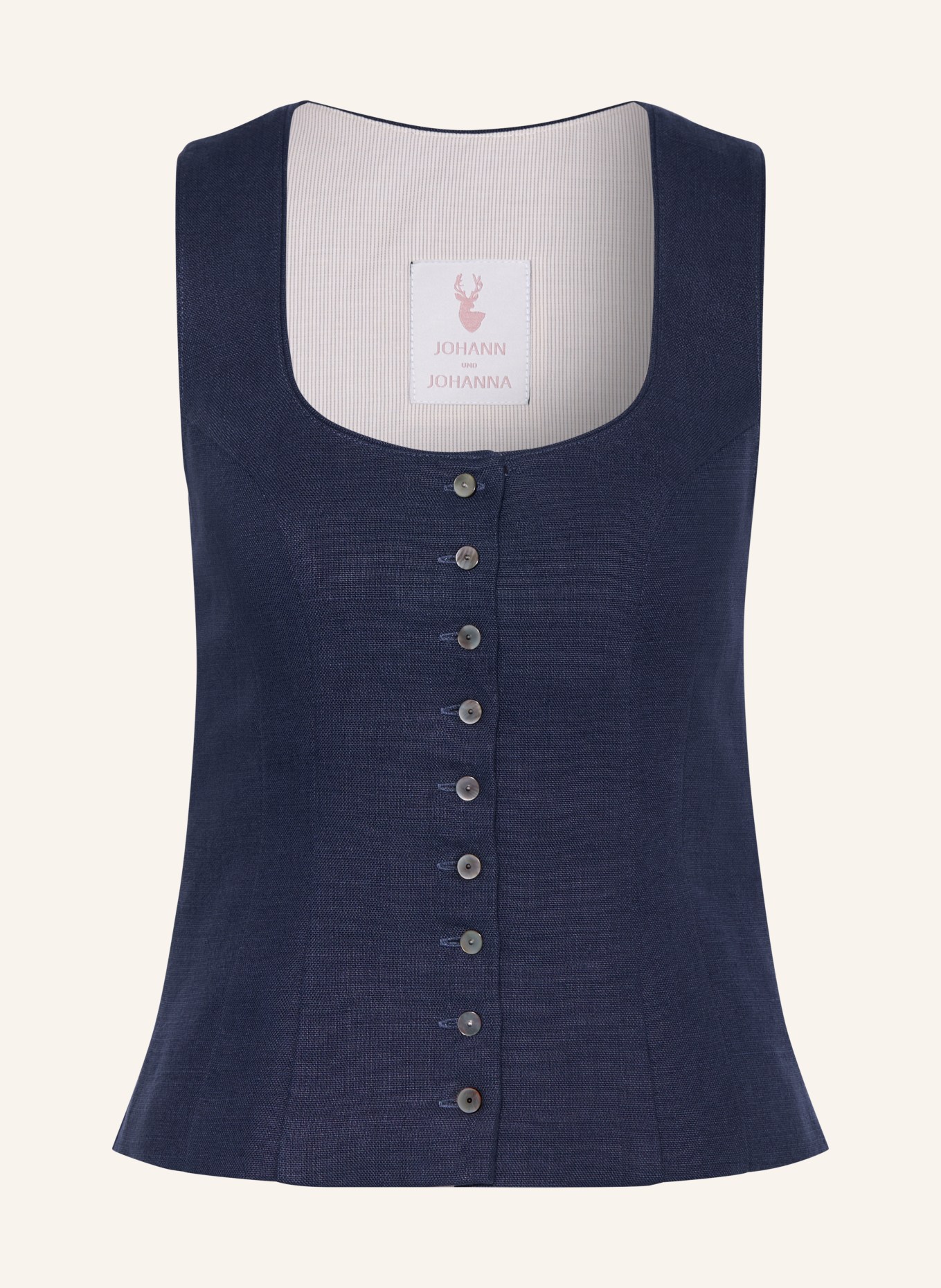 Johann & Johanna Corsage traditionnel en lin: BLEU FONCÉ