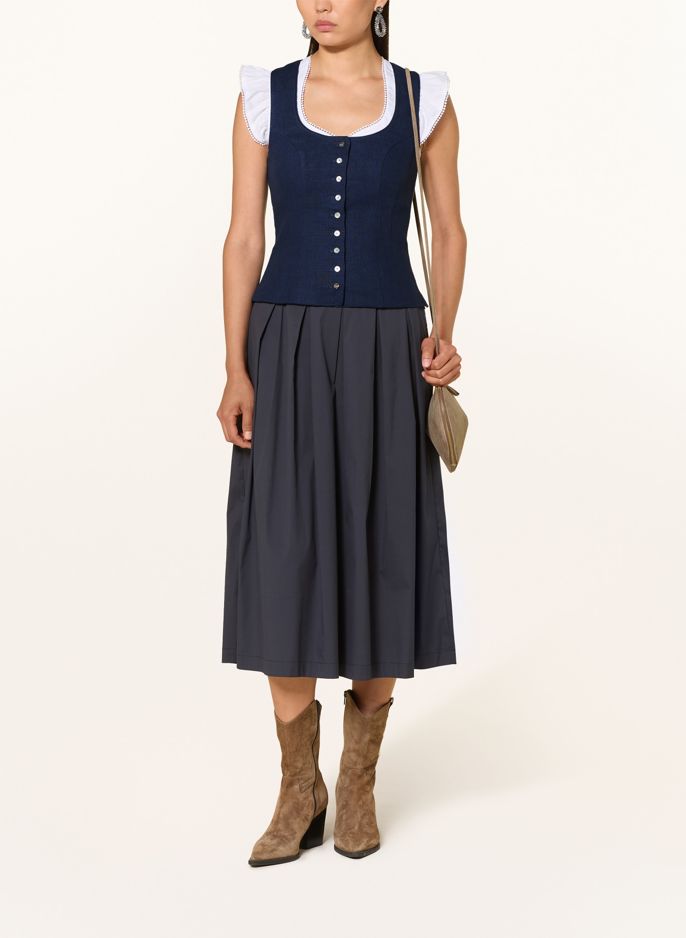 Johann & Johanna Corsage traditionnel en lin: BLEU FONCÉ