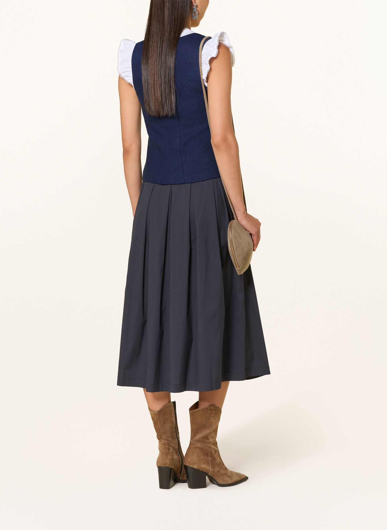 Johann & Johanna Corsage traditionnel en lin: BLEU FONCÉ