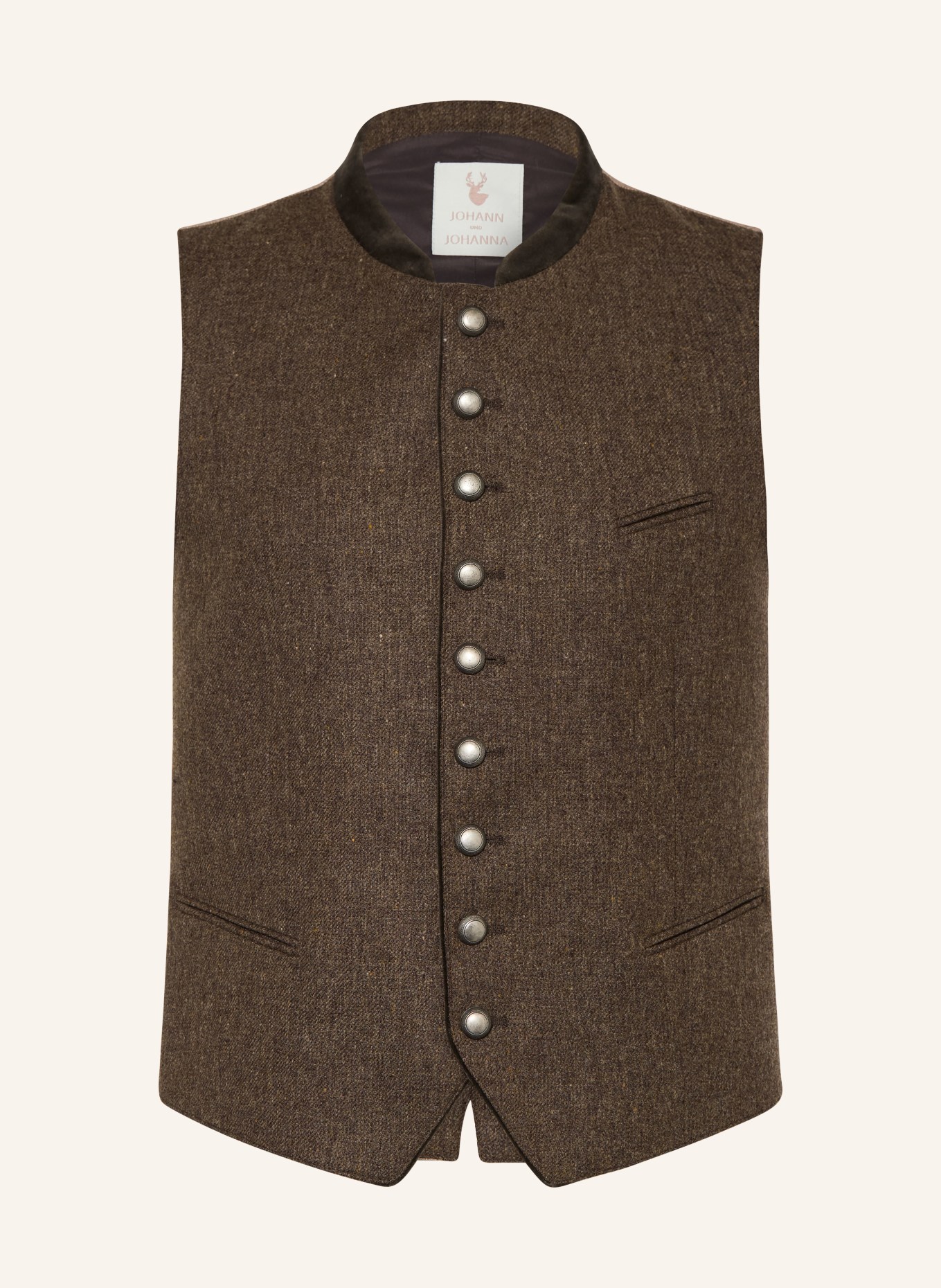 Johann & Johanna Trachtenweste aus Merinowolle: DUNKELBRAUN / BEIGE