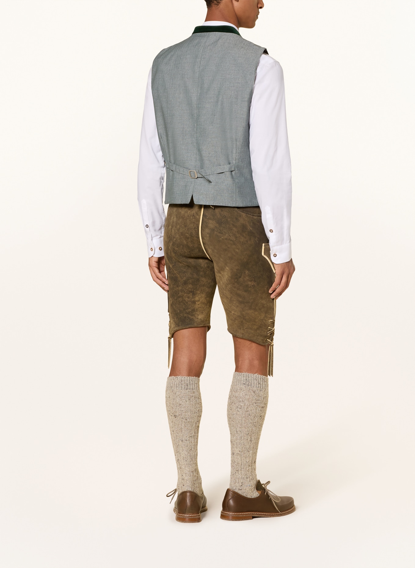 Johann & Johanna Traditional vest made of merino wool: DARK GREEN / LIGHT GREEN