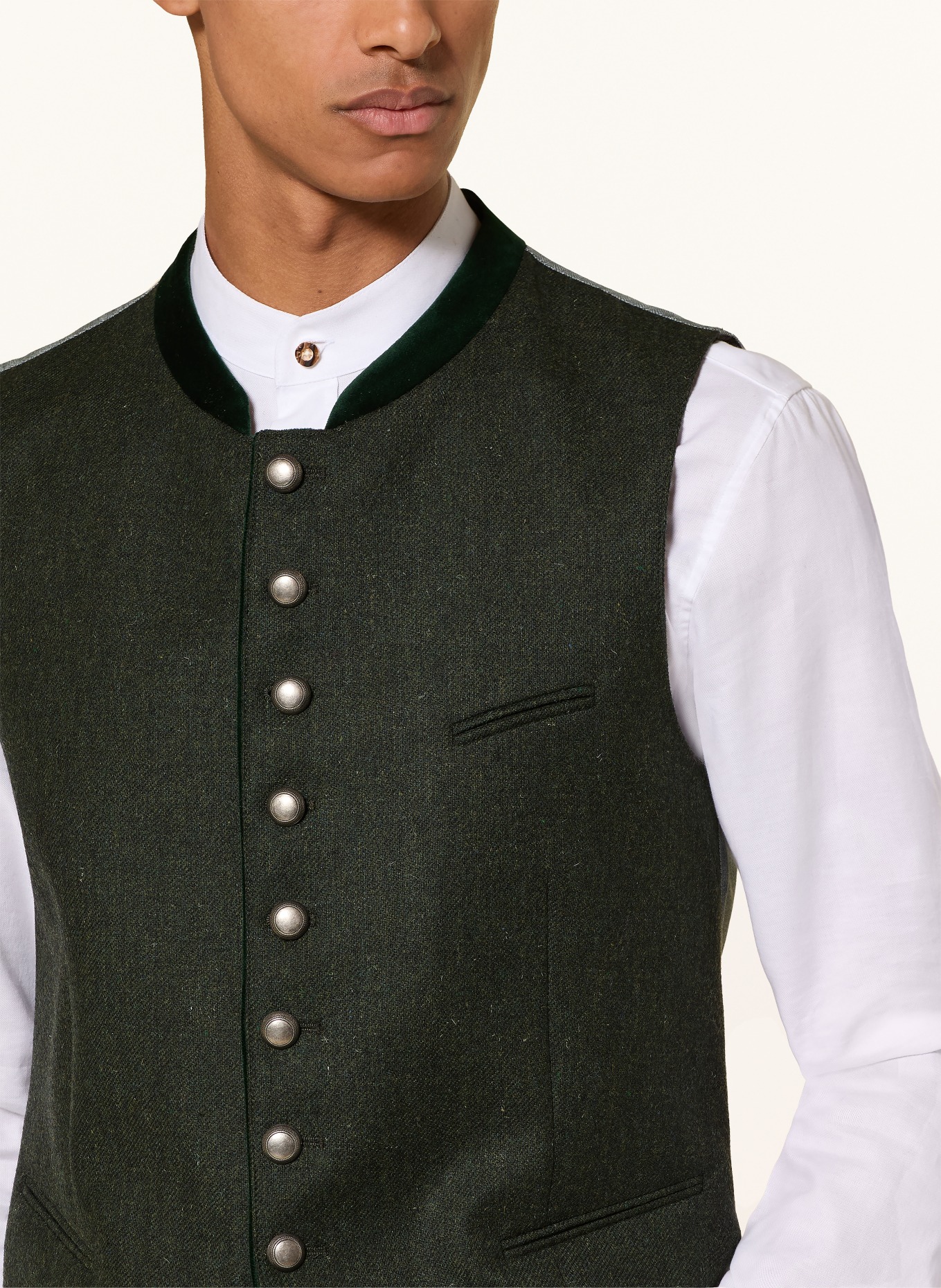 Johann & Johanna Traditional vest made of merino wool: DARK GREEN / LIGHT GREEN