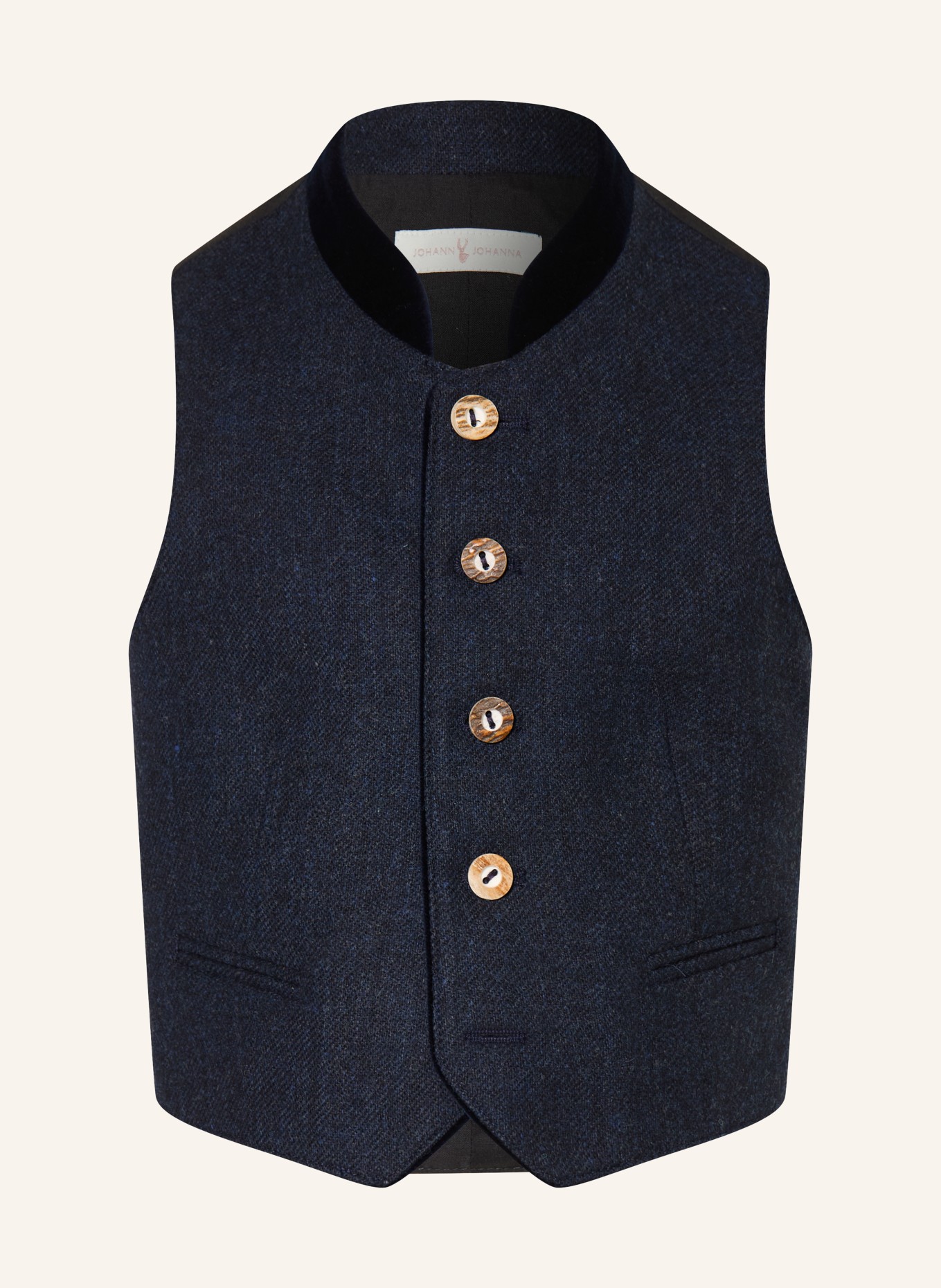 Johann & Johanna Traditional vest made of merino wool: DARK BLUE / BLACK