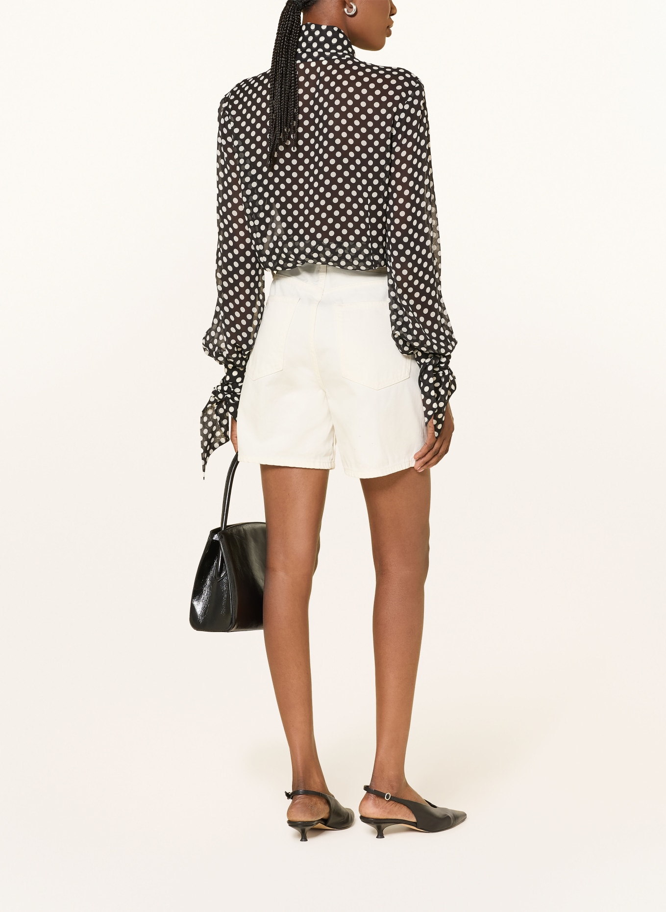 FRAME Schluppenbluse THE POLKA DOT NOUVELLE BLOUSE aus Seide: SCHWARZ / WEISS
