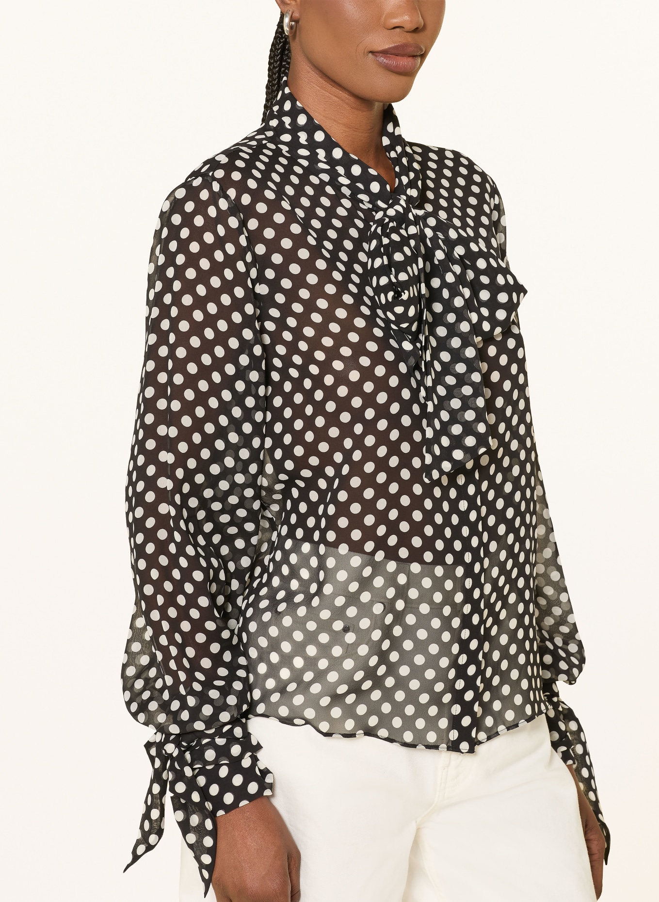 FRAME Schluppenbluse THE POLKA DOT NOUVELLE BLOUSE aus Seide: SCHWARZ / WEISS