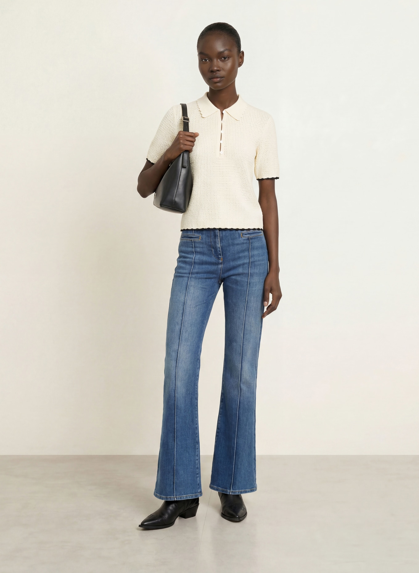FRAME Strick-Poloshirt THE DAYBREAK POLO: CREME