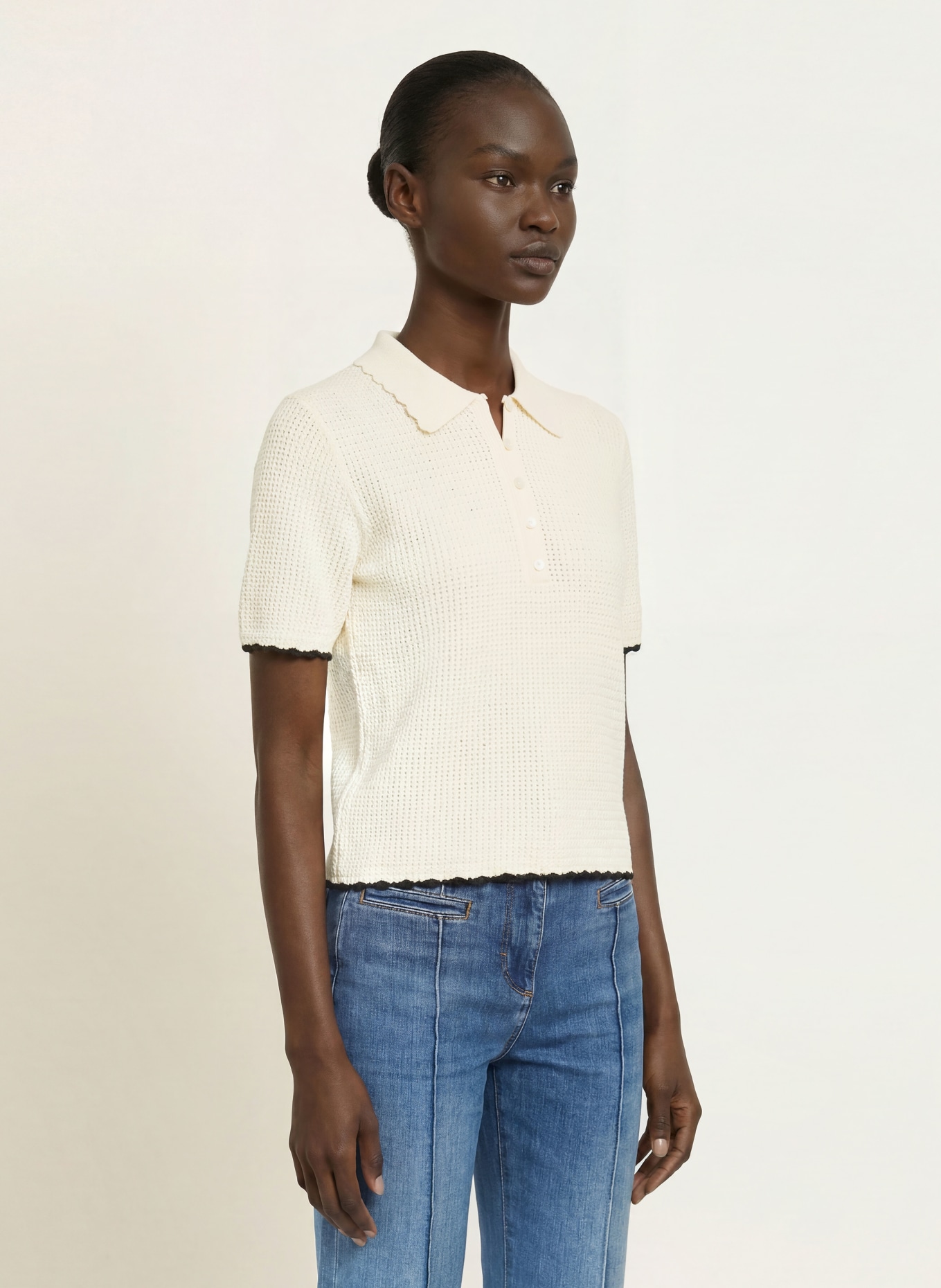 FRAME Strick-Poloshirt THE DAYBREAK POLO: CREME