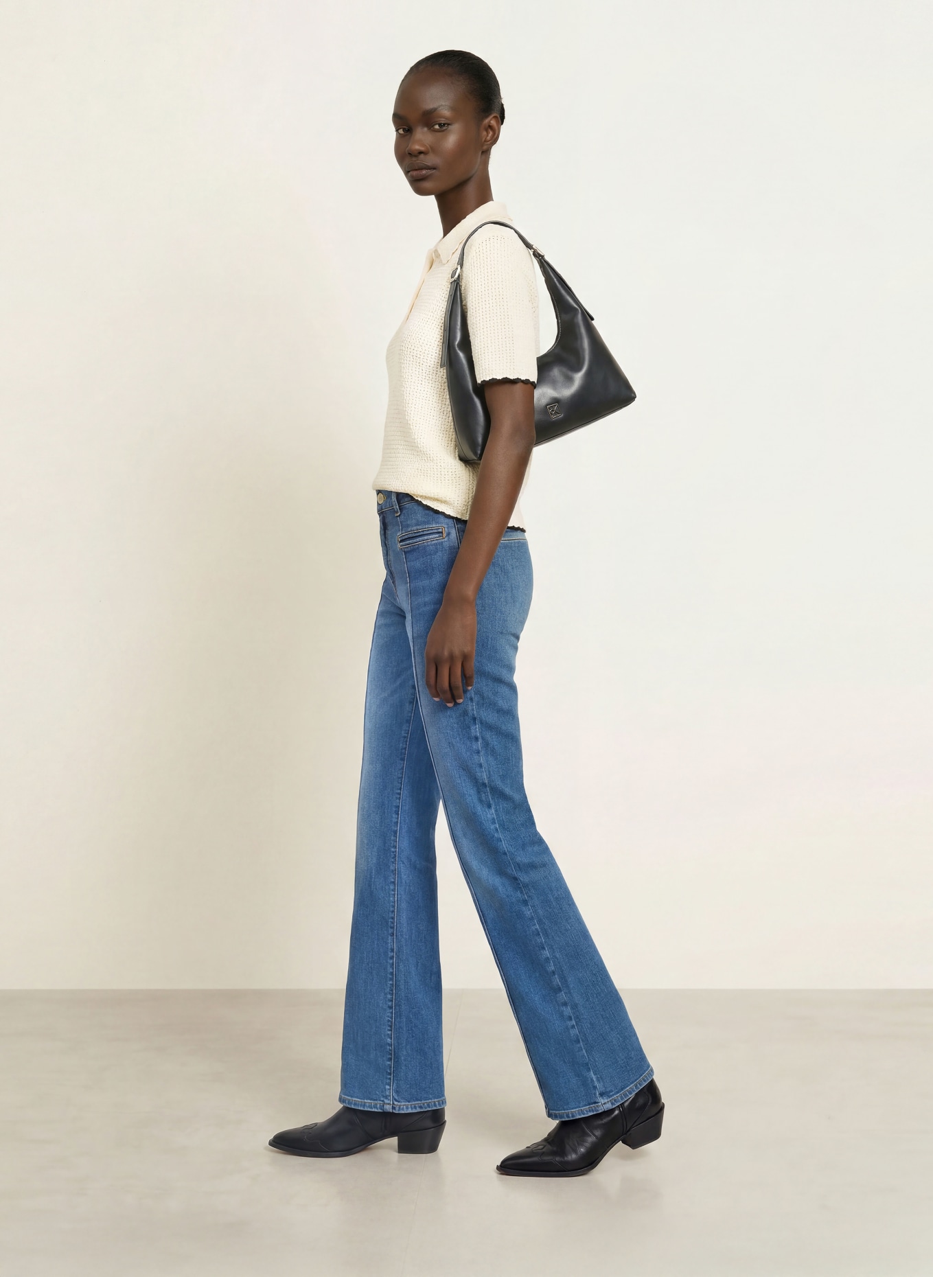 FRAME Strick-Poloshirt THE DAYBREAK POLO: CREME
