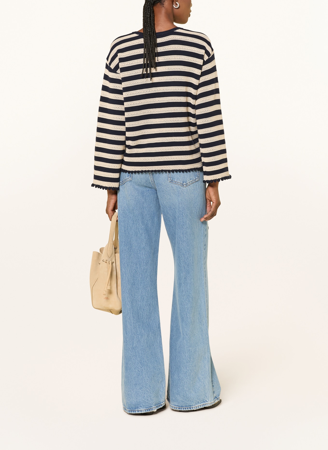 FRAME Sweter THE CAPTAIN PULLOVER: GRANATOWY / BEŻOWY