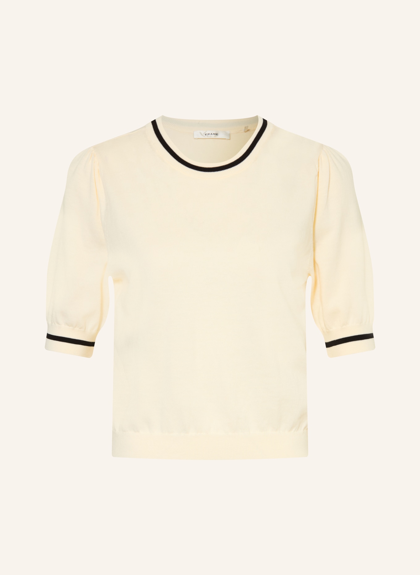 FRAME Strickshirt THE GATHERED SWEATER: CREME / SCHWARZ