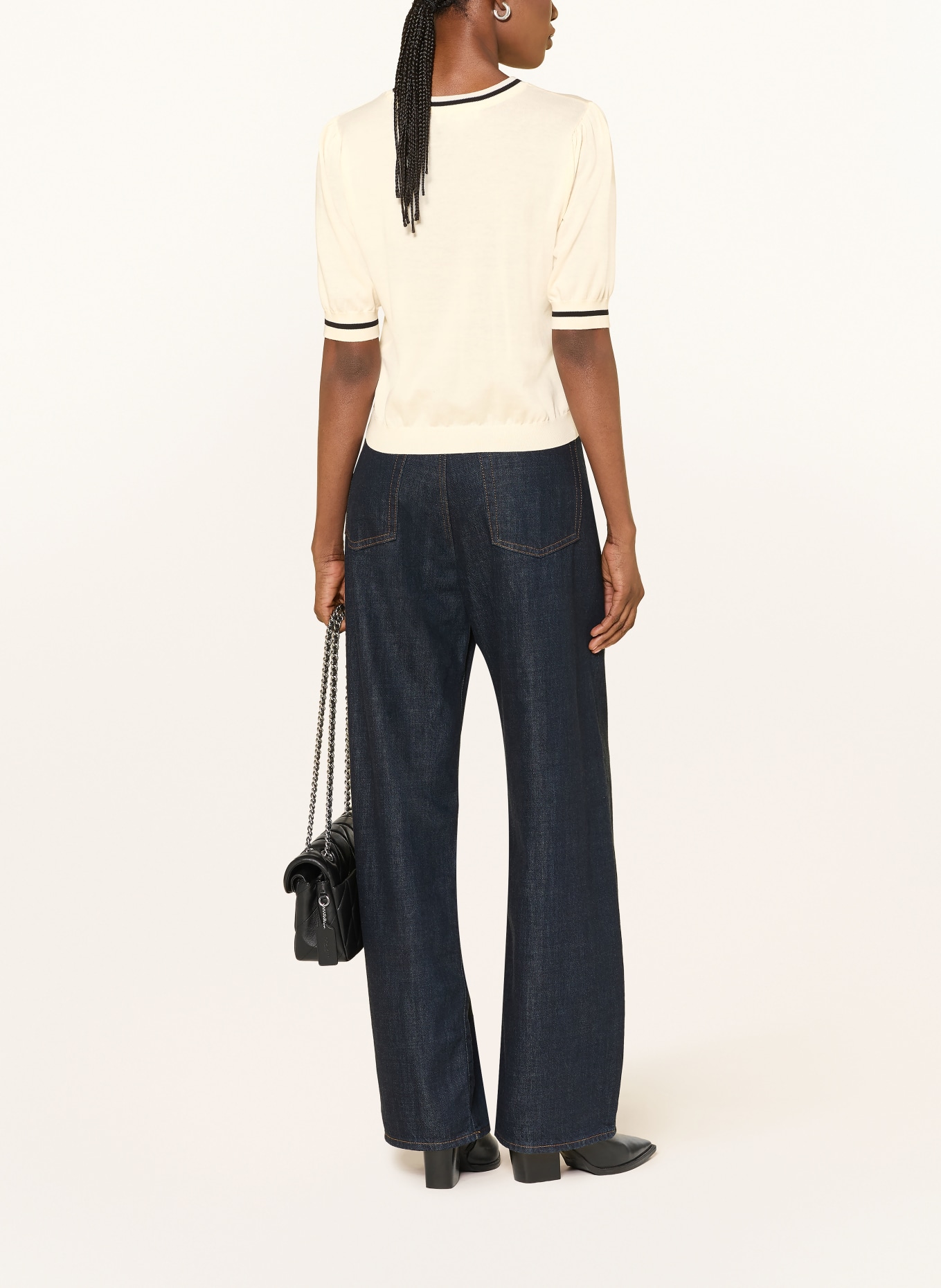 FRAME Strickshirt THE GATHERED SWEATER: CREME / SCHWARZ