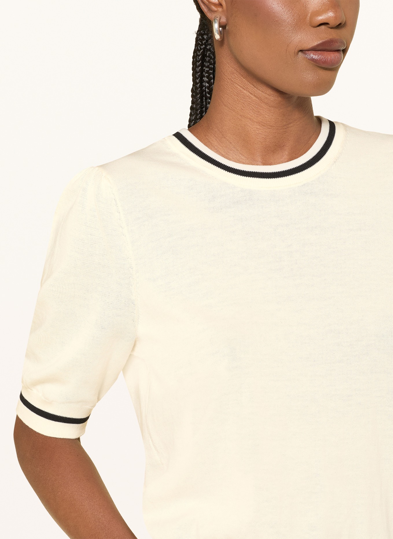 FRAME Strickshirt THE GATHERED SWEATER: CREME / SCHWARZ