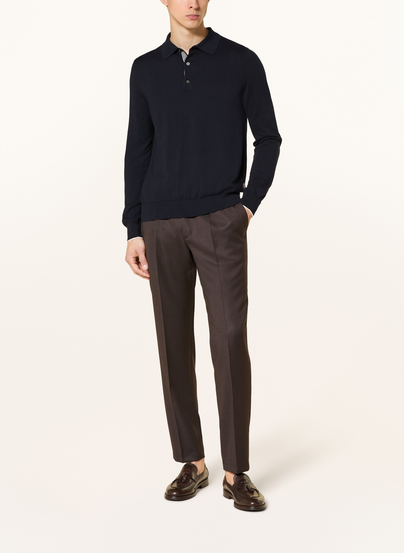 windsor. Strick-Poloshirt CASHMILO: DUNKELBLAU
