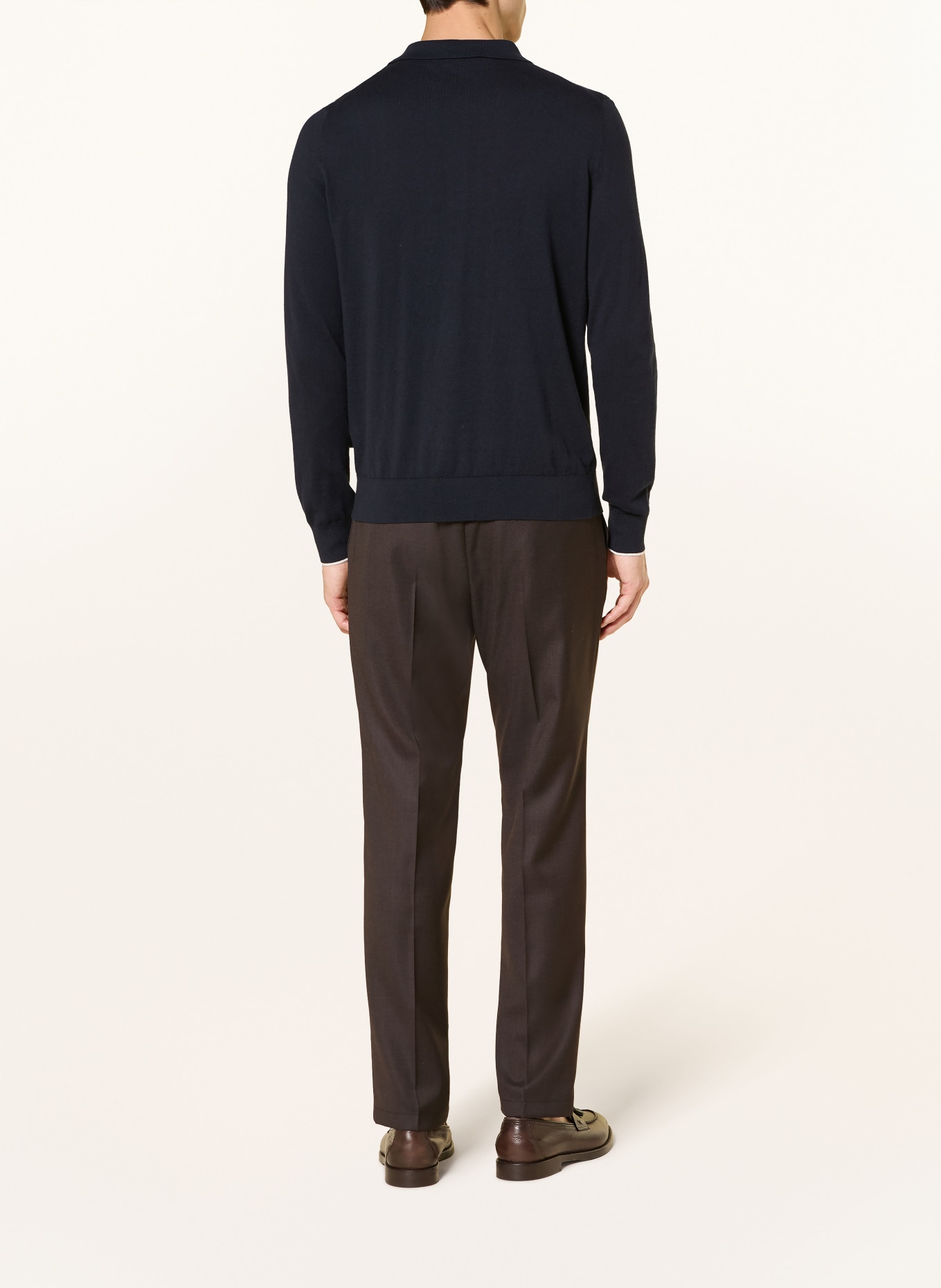 windsor. Strick-Poloshirt CASHMILO: DUNKELBLAU