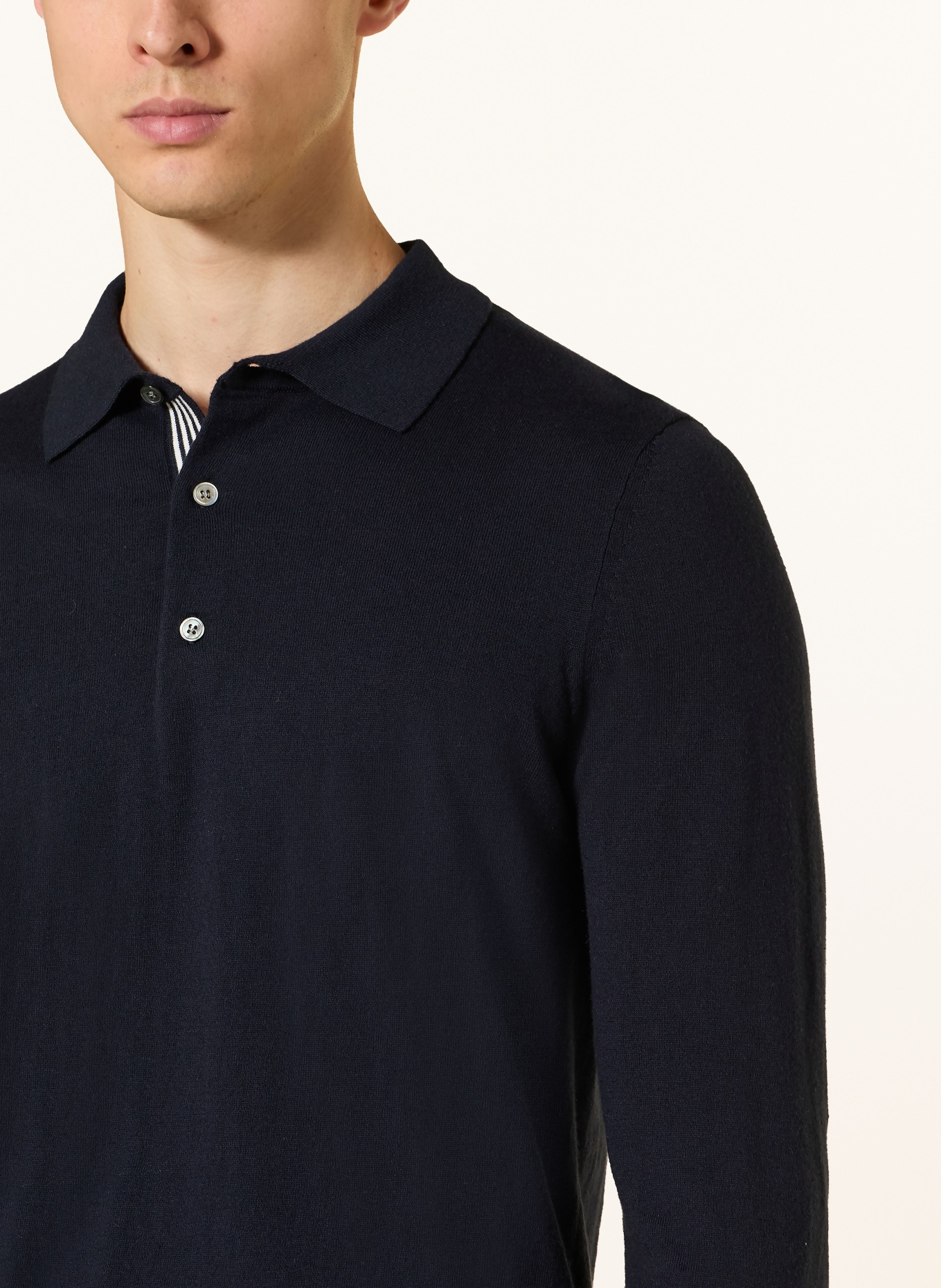 windsor. Strick-Poloshirt CASHMILO: DUNKELBLAU