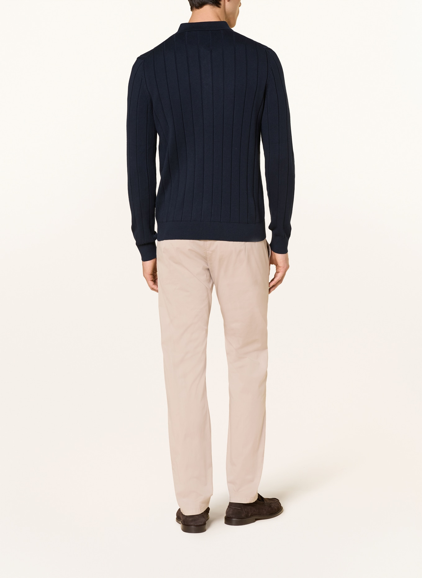 windsor. Chemise en maille CASHMILO coupe ajustée: BLEU FONCÉ