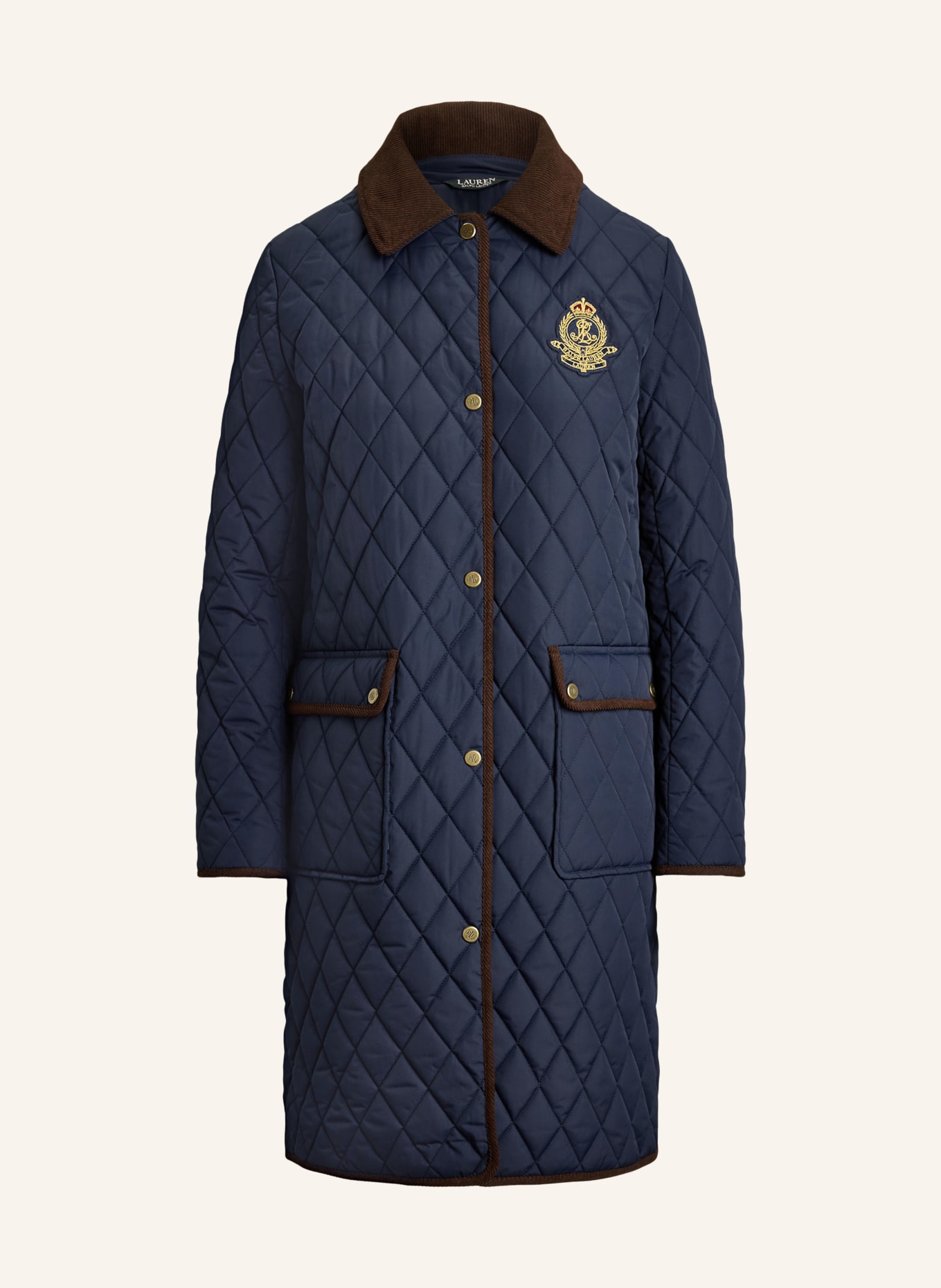 LAUREN RALPH LAUREN Steppmantel: DUNKELBLAU / BRAUN