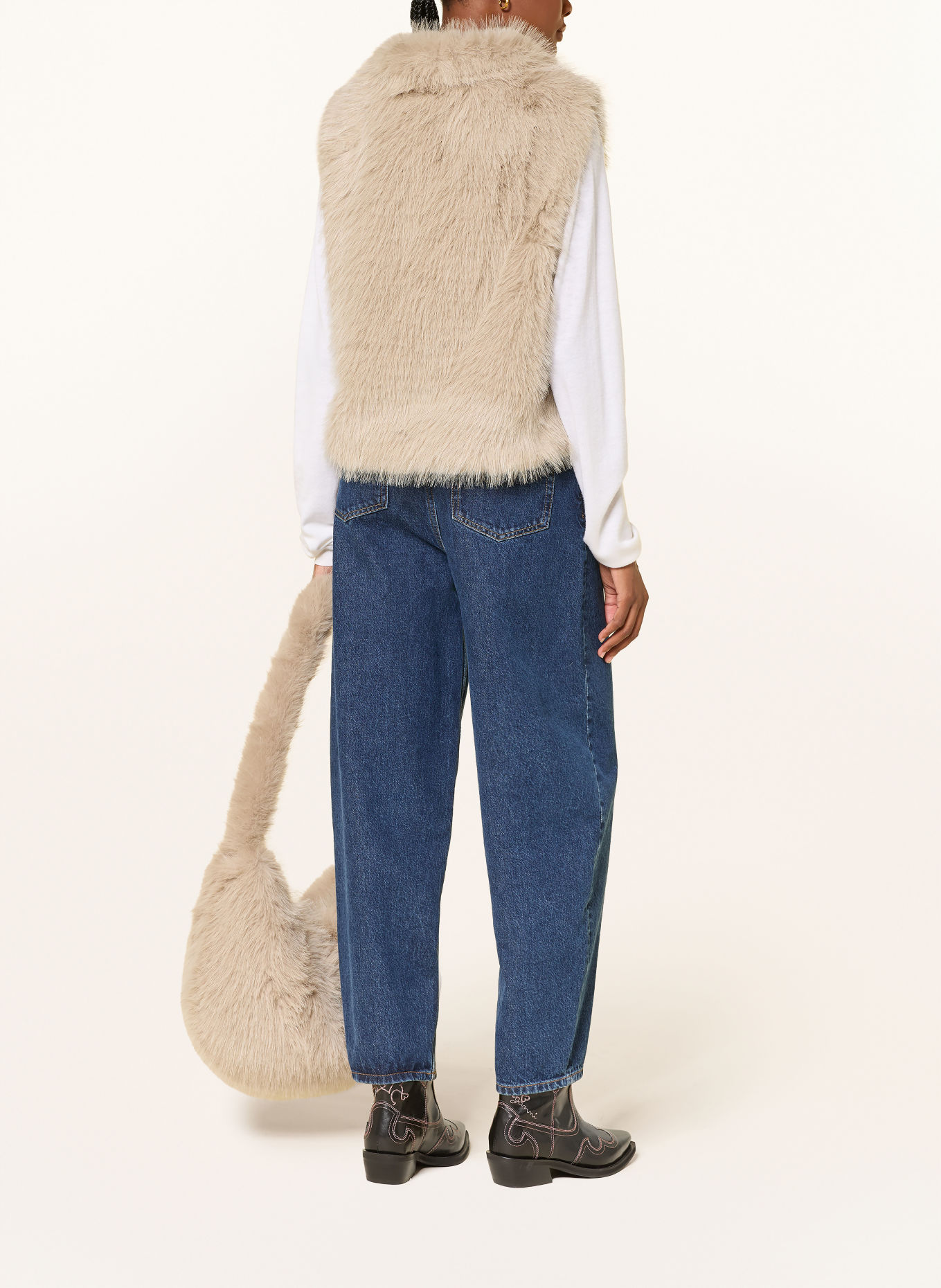 MRS & HUGS Veste sans manches en fausse fourrure: BEIGE