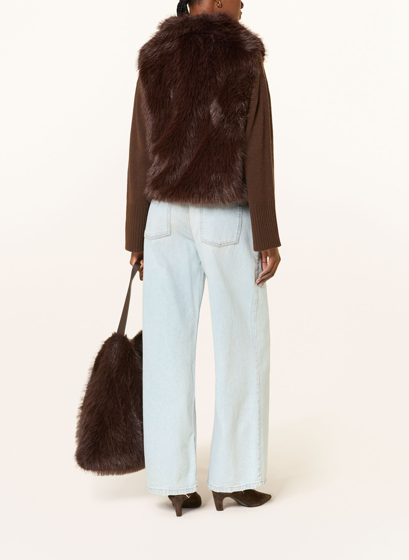 MRS & HUGS Faux fur vest: DARK BROWN