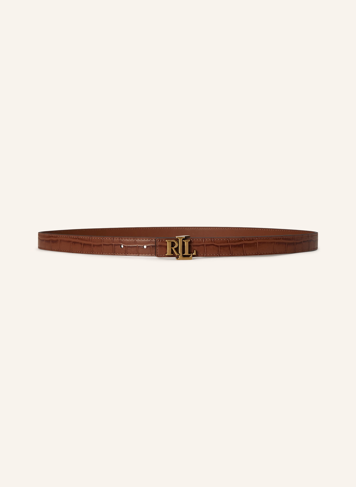 LAUREN RALPH LAUREN Oboustranný kožený opasek: HNĚDÁ / ZLATÁ
