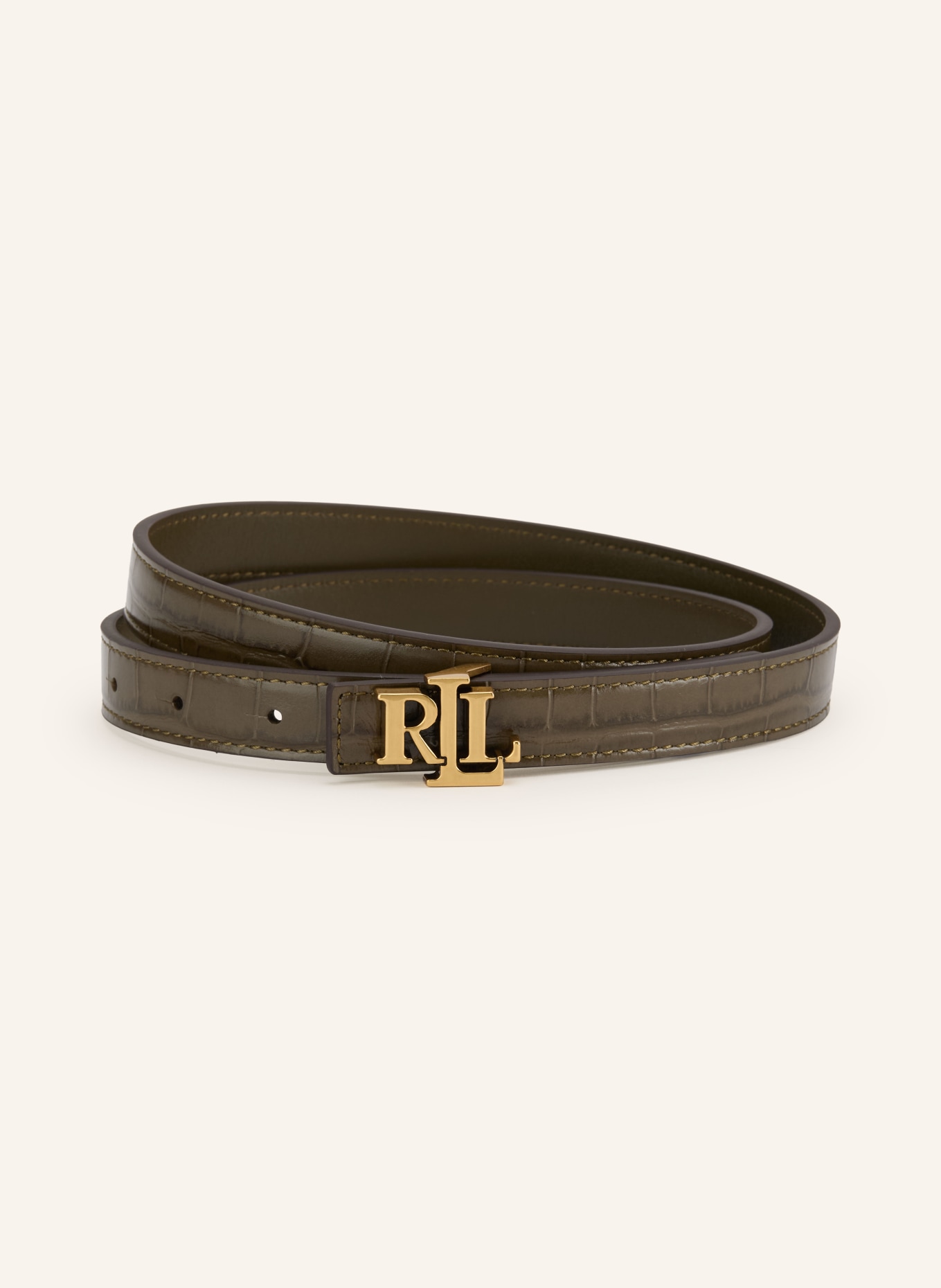LAUREN RALPH LAUREN Reversible leather belt: KHAKI / GOLD