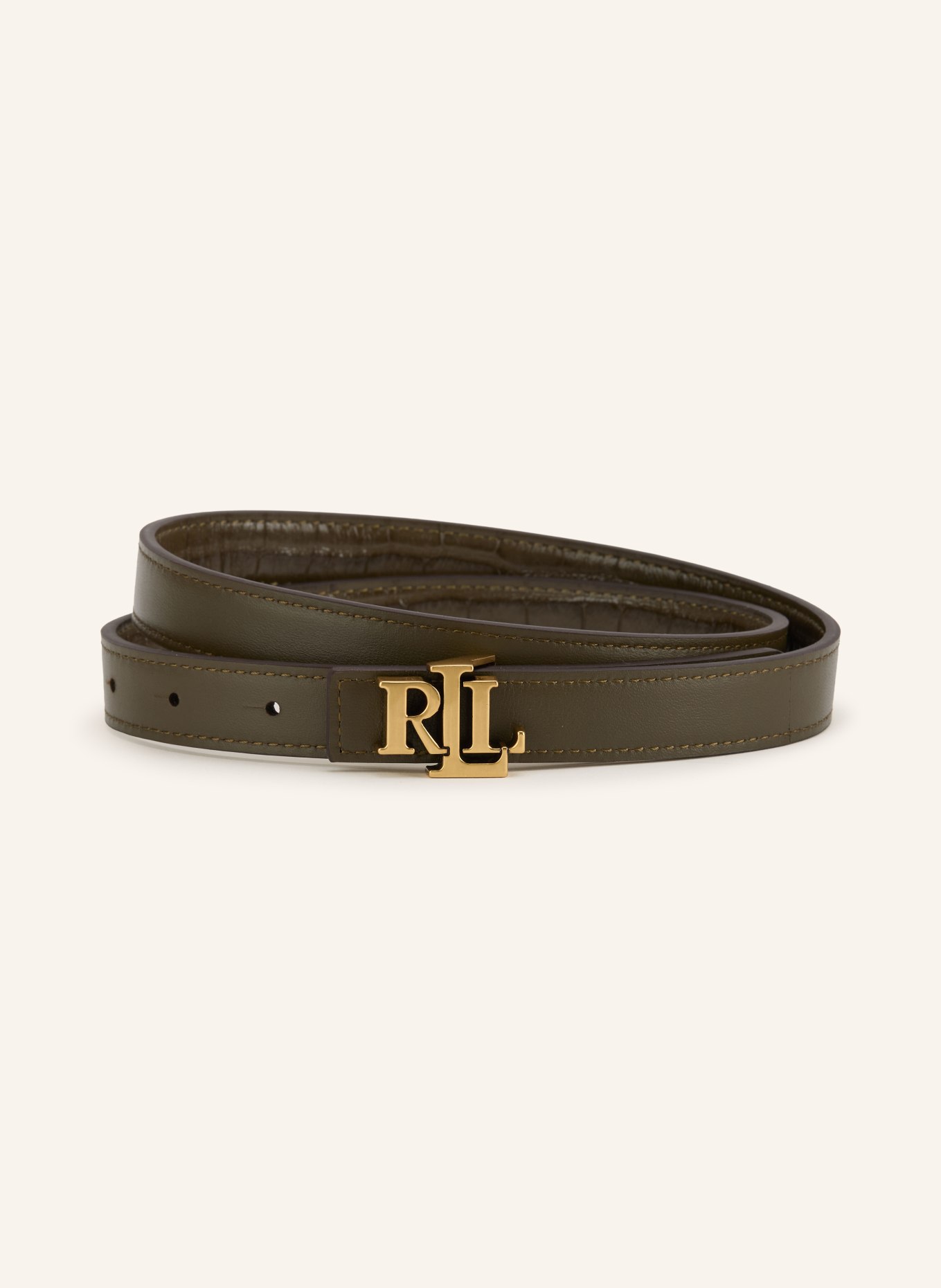 LAUREN RALPH LAUREN Reversible leather belt: KHAKI / GOLD