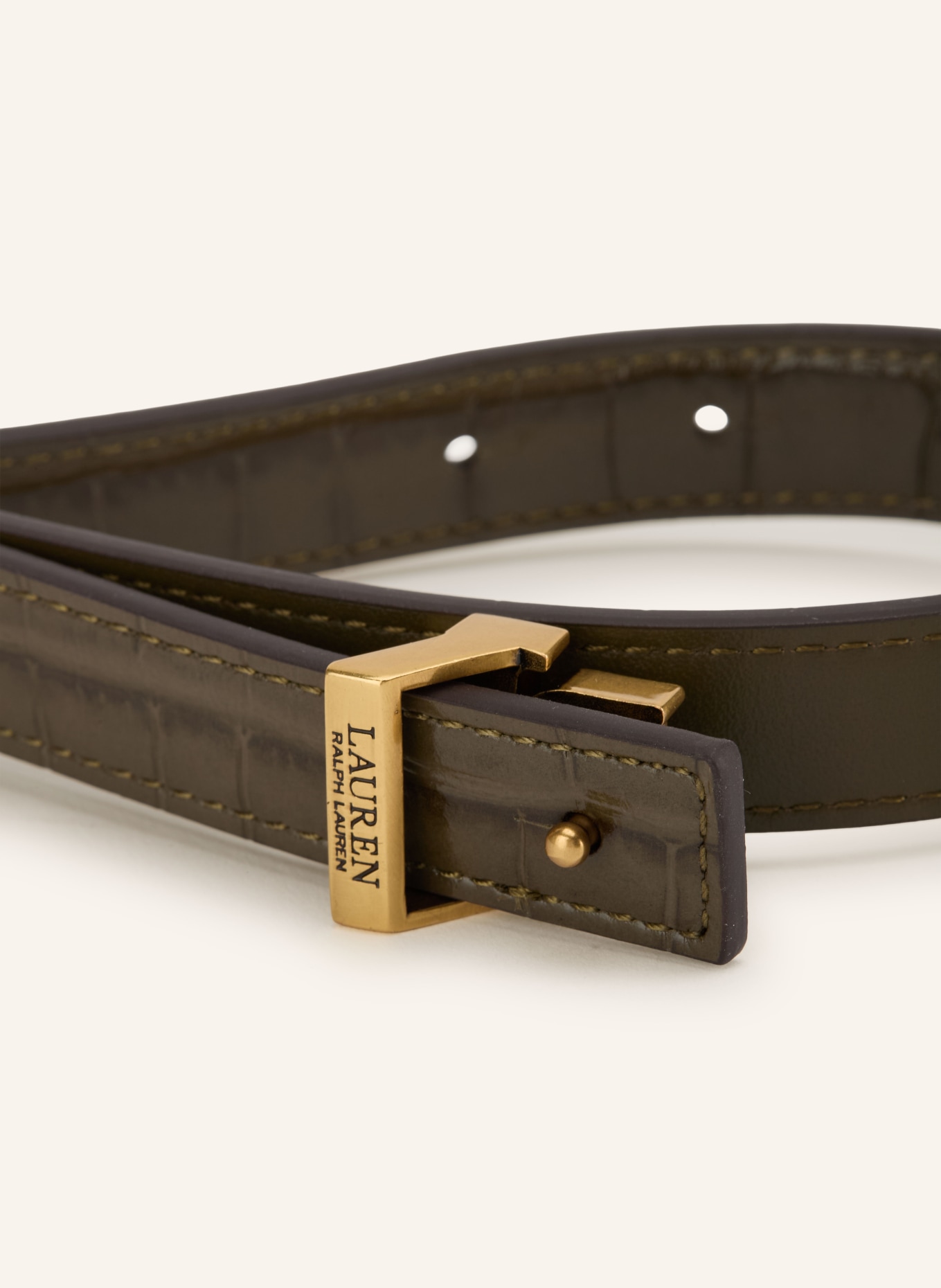 LAUREN RALPH LAUREN Reversible leather belt: KHAKI / GOLD