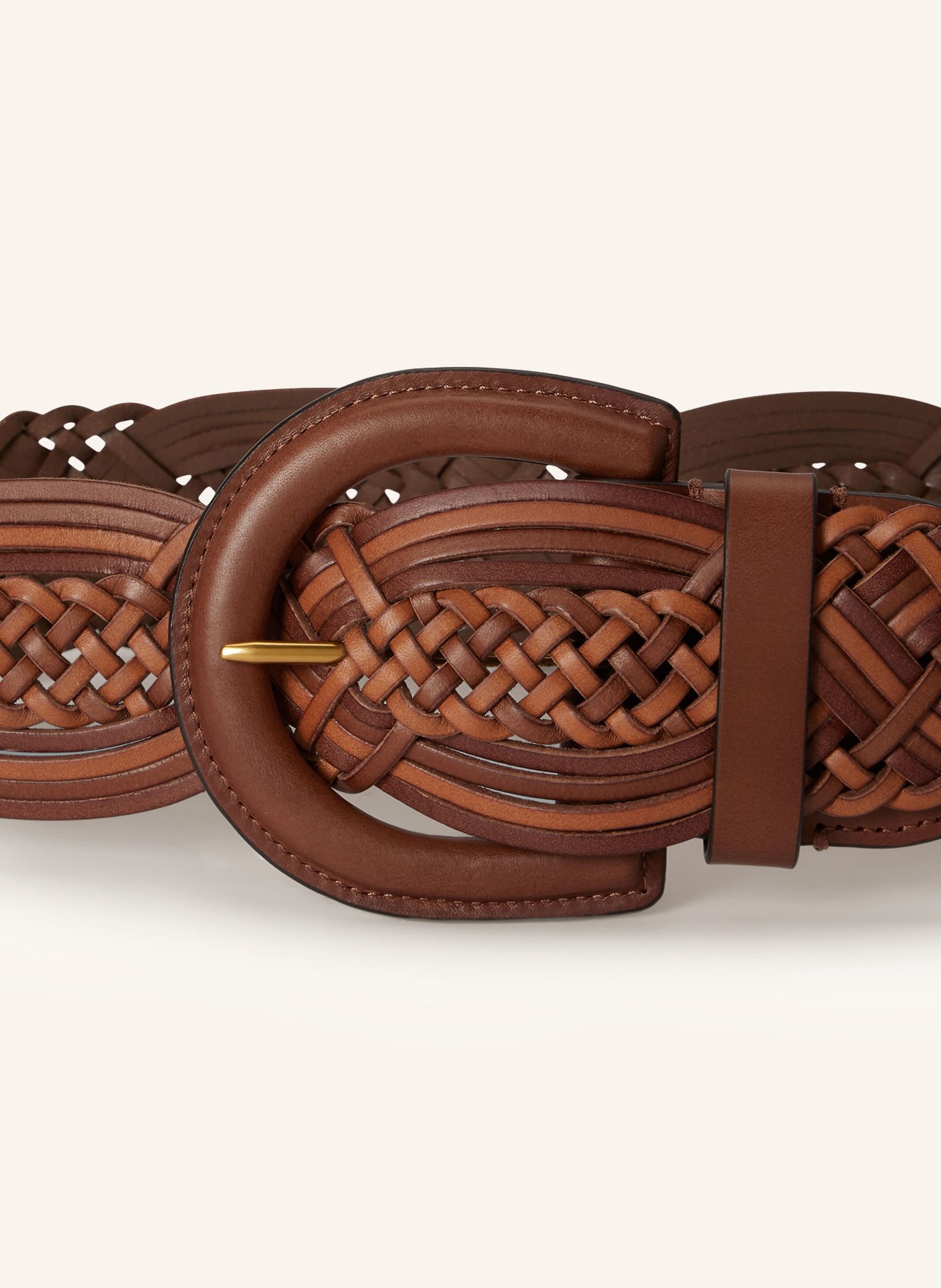 LAUREN RALPH LAUREN Flechtgürtel aus Leder: COGNAC / BRAUN