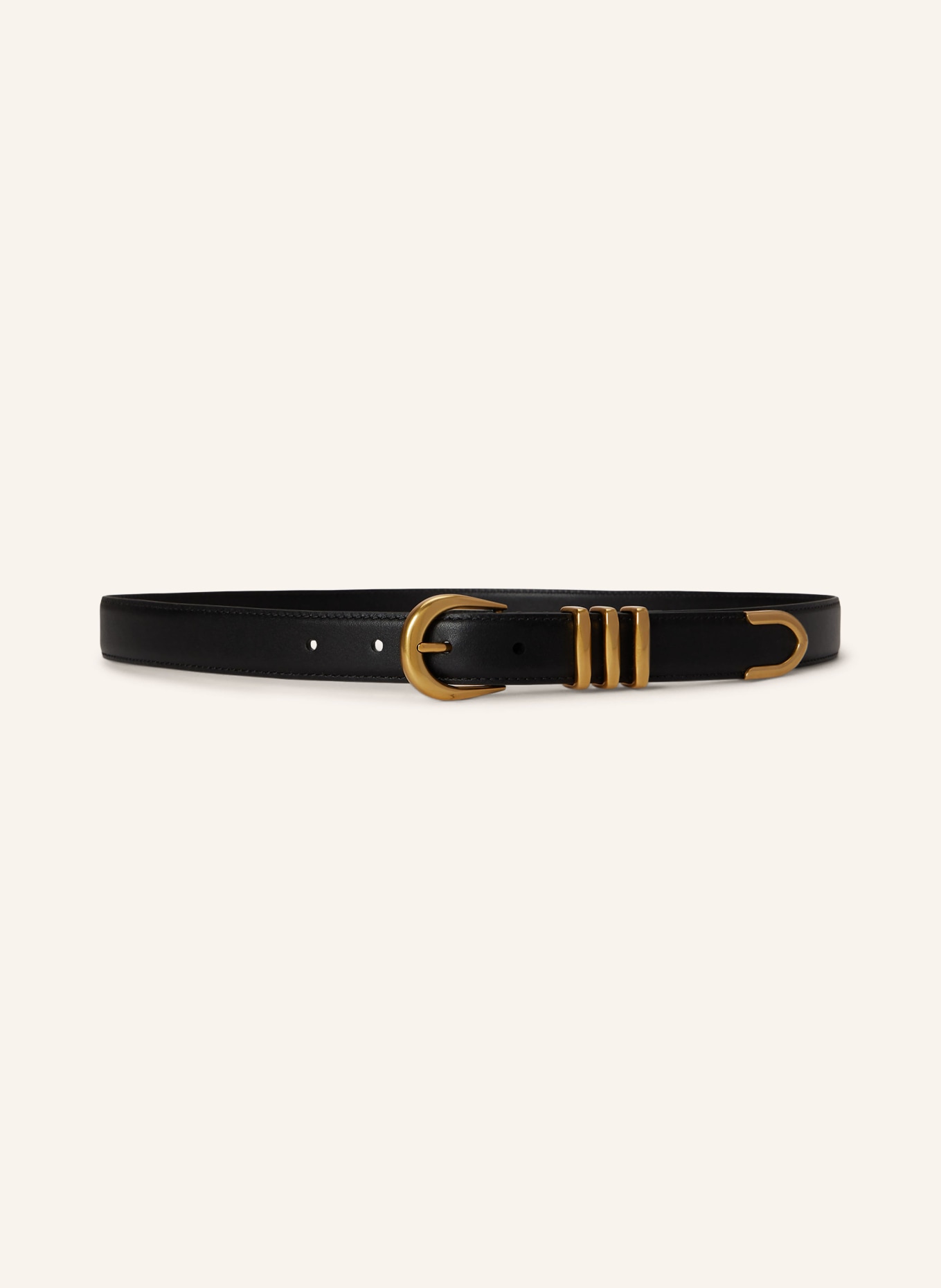 LAUREN RALPH LAUREN Ledergürtel: SCHWARZ / GOLD