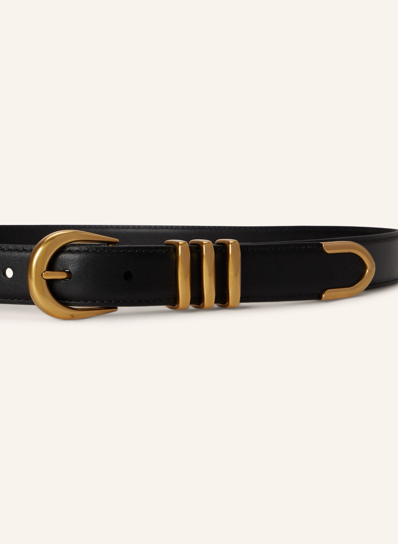 LAUREN RALPH LAUREN Ledergürtel: SCHWARZ / GOLD
