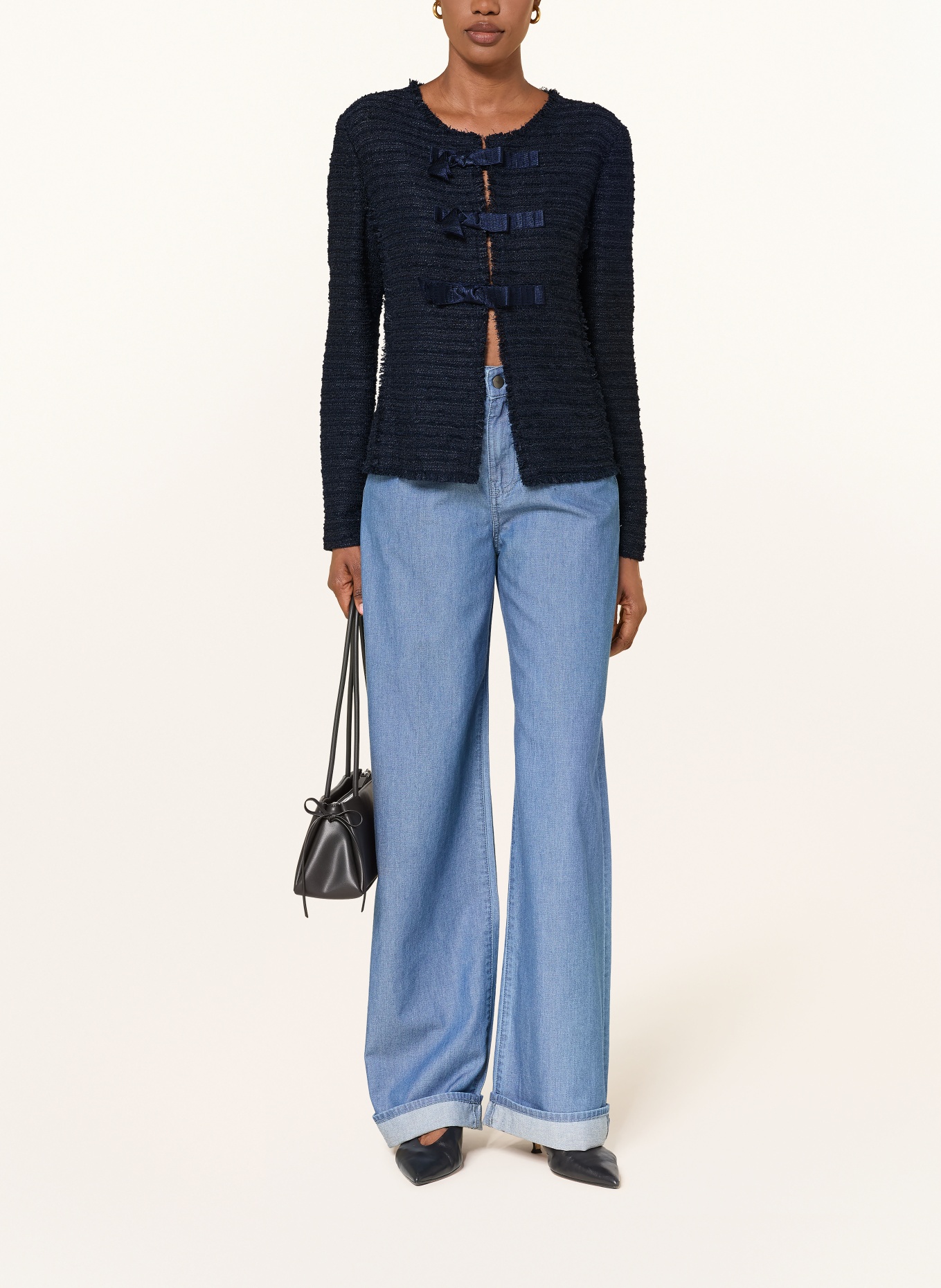 EMPORIO ARMANI Bouclé-Jacke: DUNKELBLAU