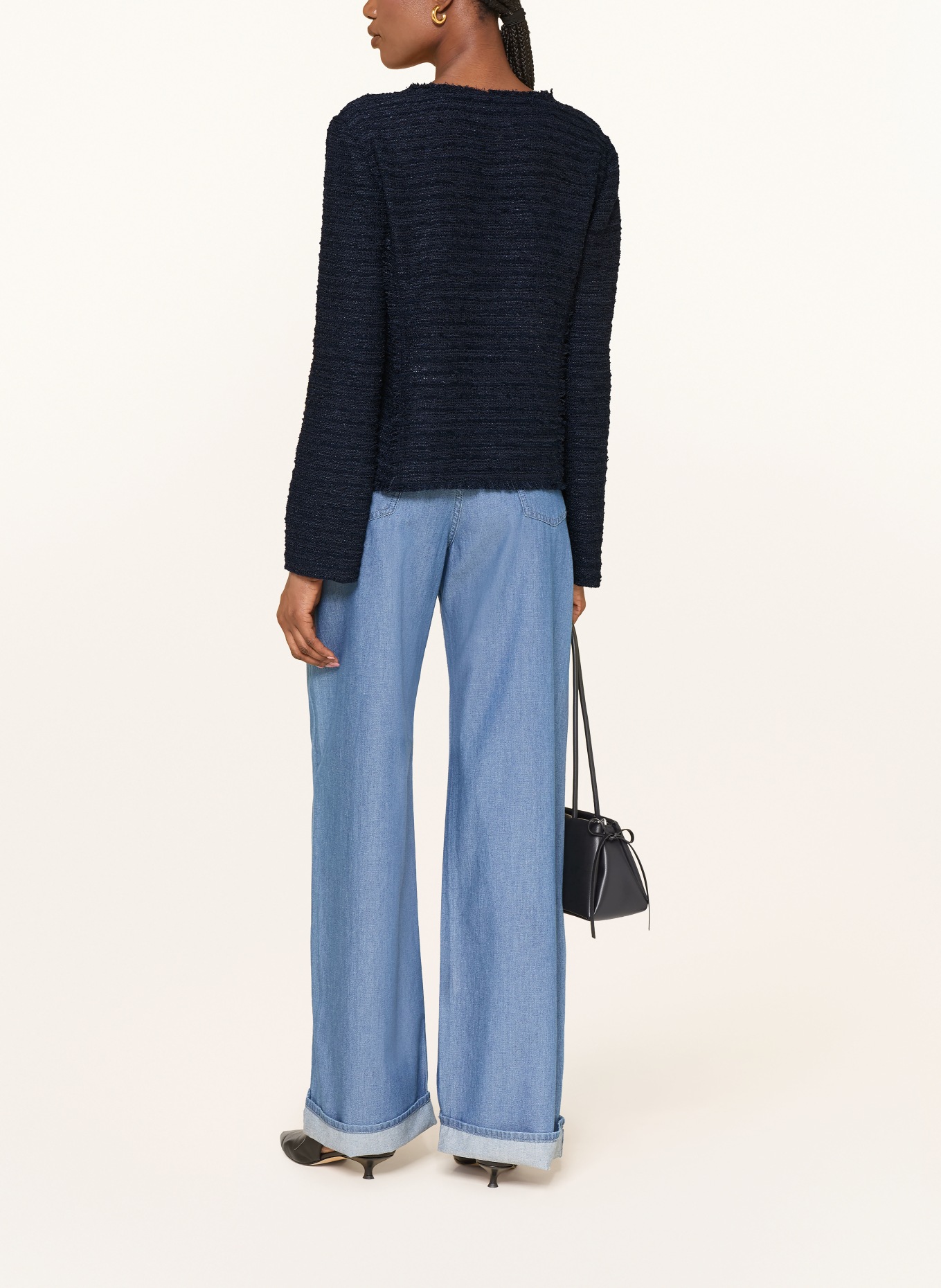 EMPORIO ARMANI Bouclé-Jacke: DUNKELBLAU