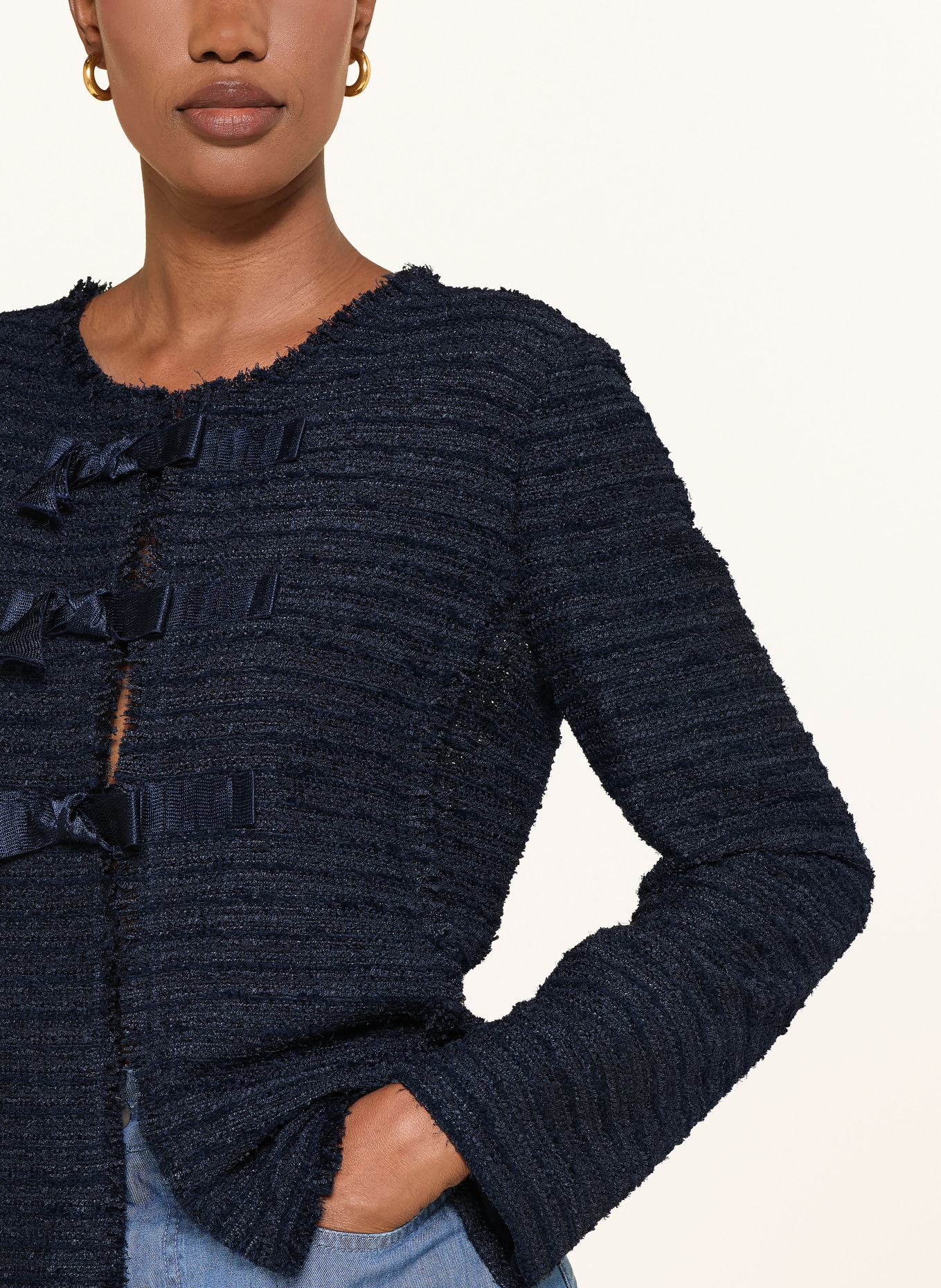 EMPORIO ARMANI Bouclé-Jacke: DUNKELBLAU