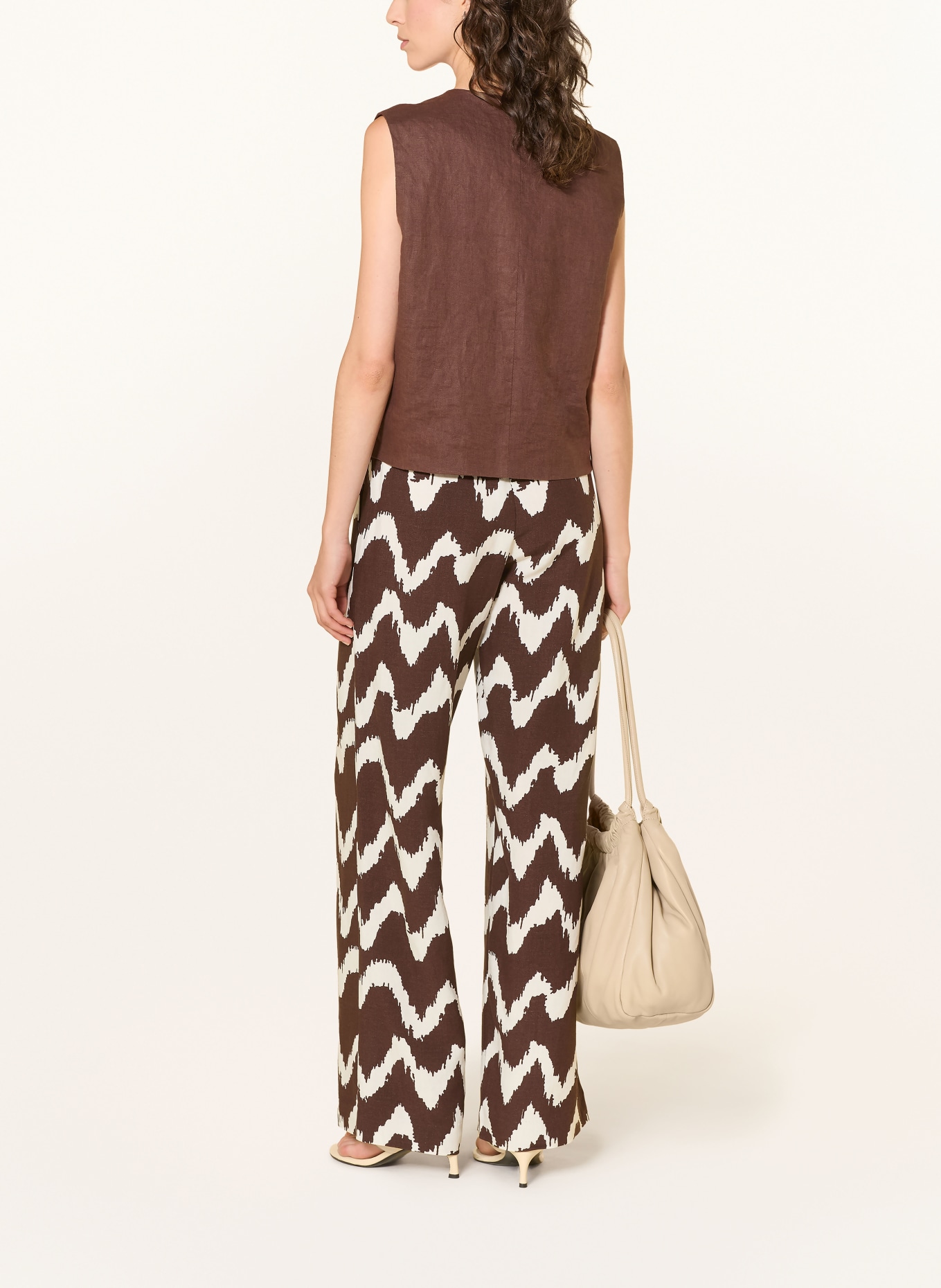 OPUS PANTS Marlene-bukser MALOTTA: MØRKEBRUN / HVID