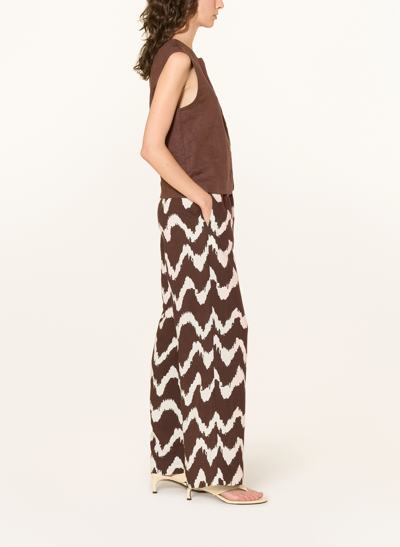 OPUS PANTS Marlene-bukser MALOTTA: MØRKEBRUN / HVID