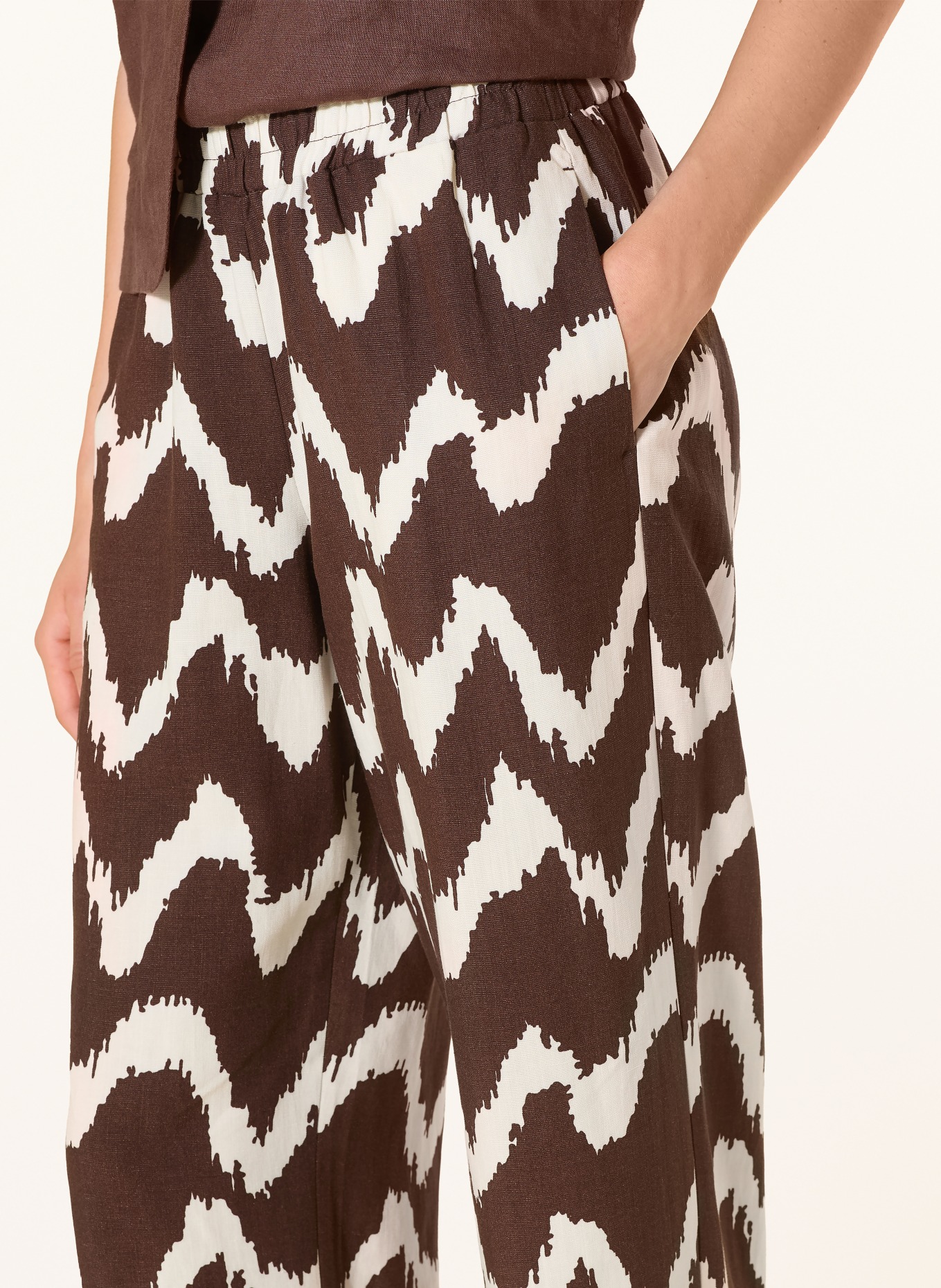 OPUS PANTS Marlene-bukser MALOTTA: MØRKEBRUN / HVID