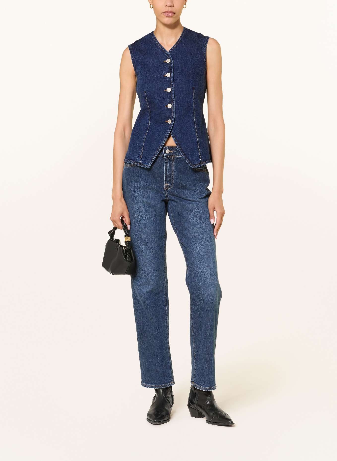 7 for all mankind Denim vest: DARK BLUE