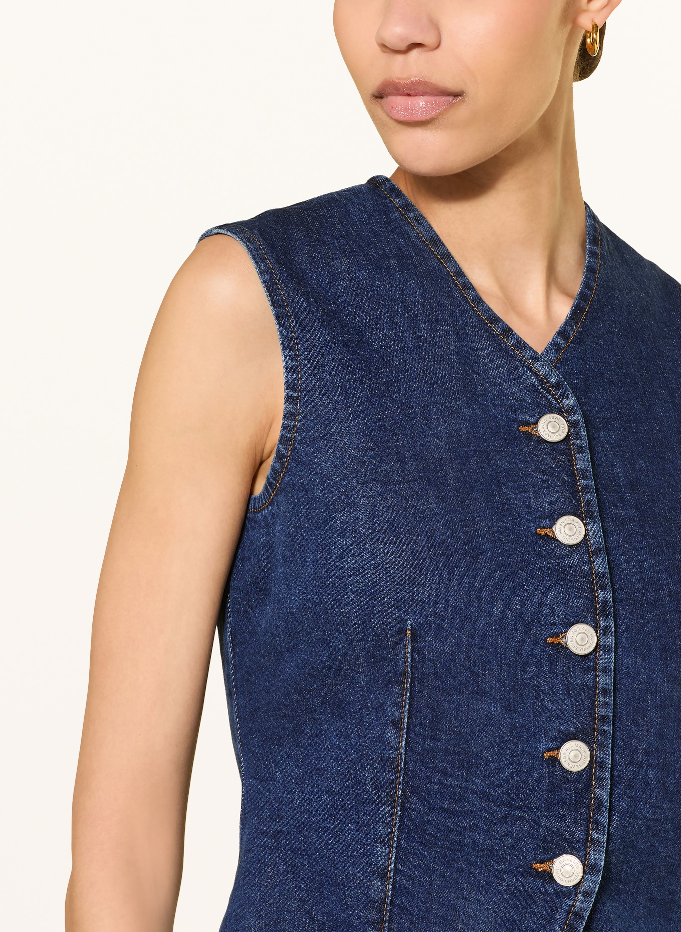 7 for all mankind Denim vest: DARK BLUE