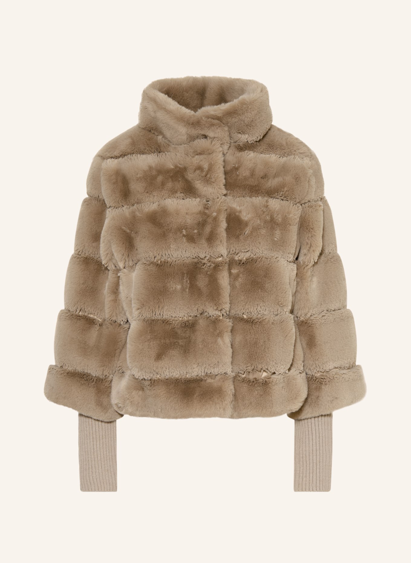 RINO & PELLE Veste en fausse fourrure dans un mélange de matières: TAUPE