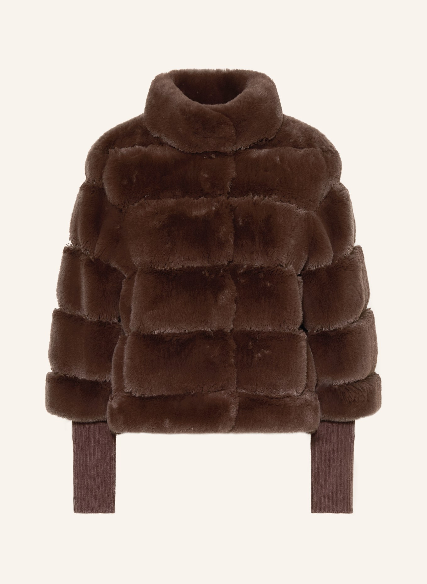 RINO & PELLE Veste en fausse fourrure dans un mélange de matières: MARRON FONCÉ