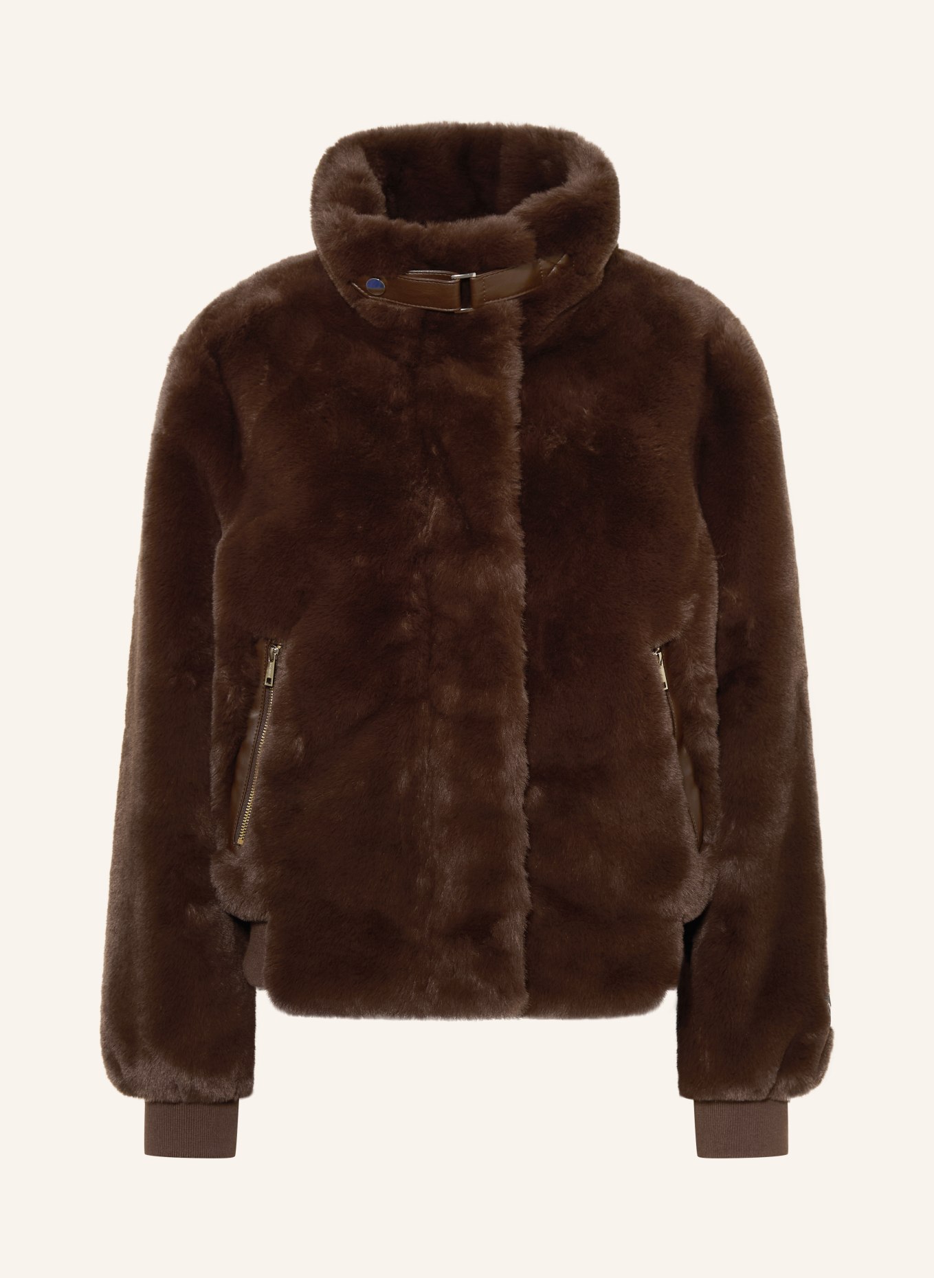 RINO & PELLE Veste en fausse fourrure: MARRON FONCÉ