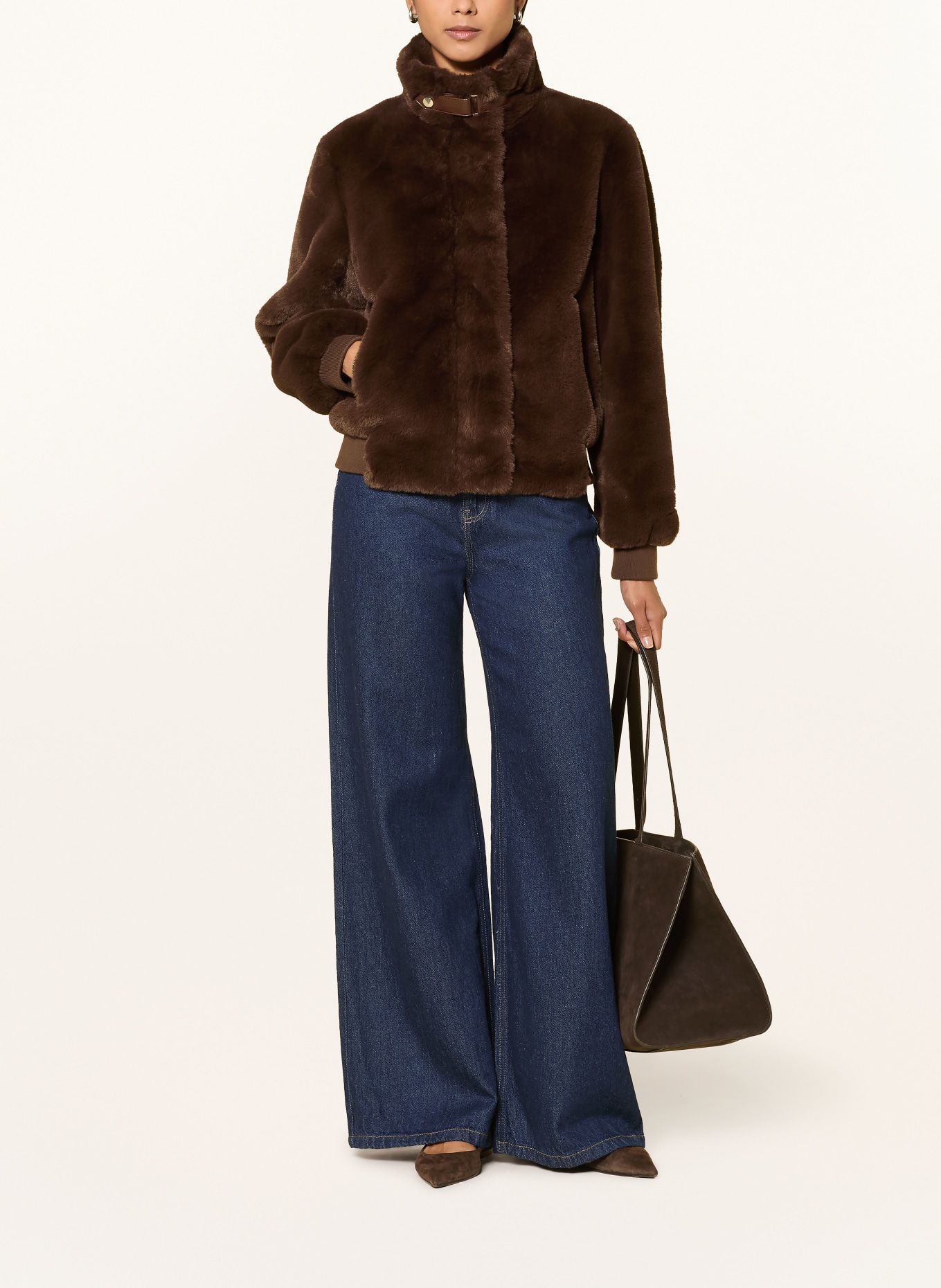 RINO & PELLE Veste en fausse fourrure: MARRON FONCÉ