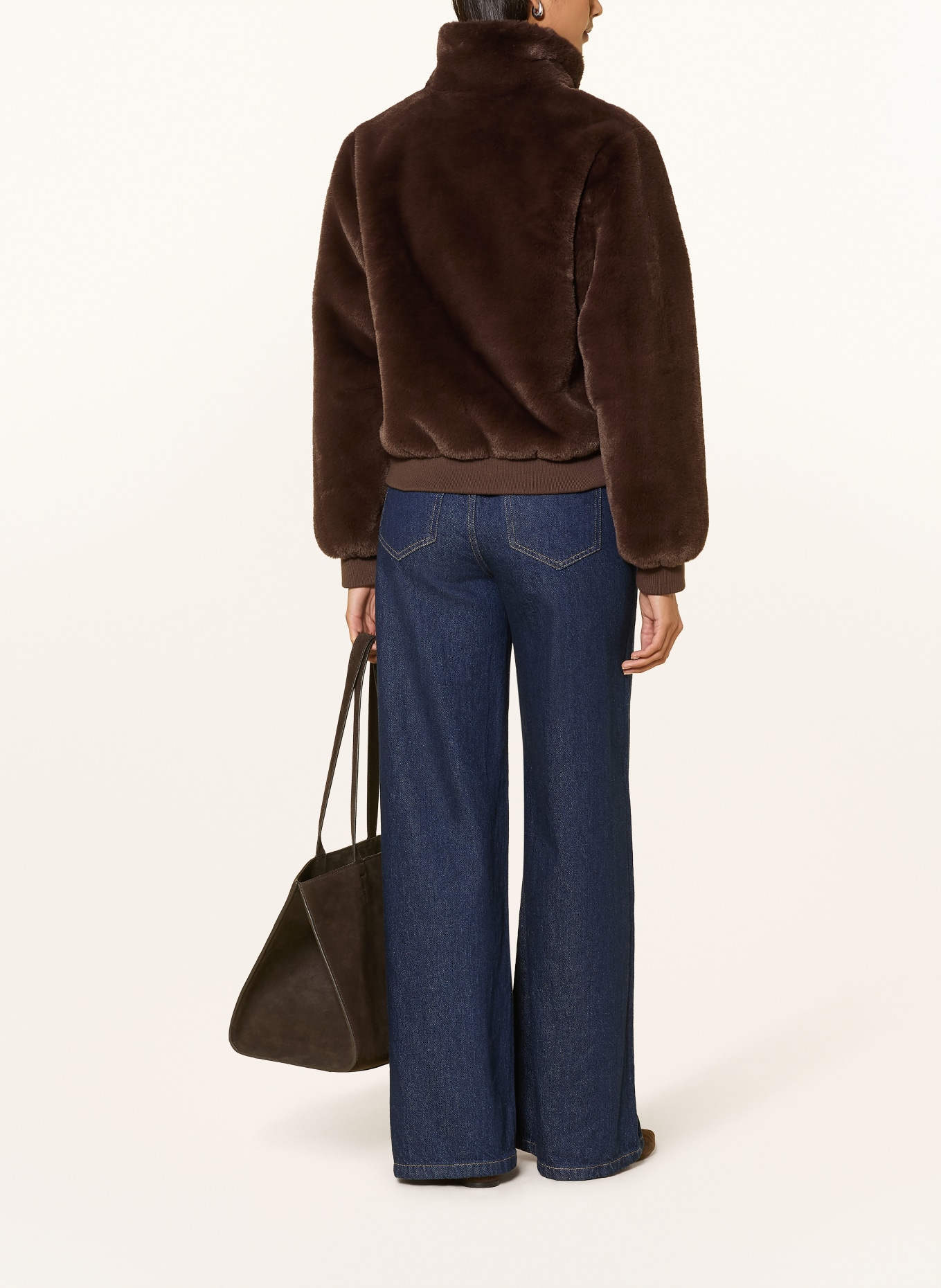 RINO & PELLE Veste en fausse fourrure: MARRON FONCÉ