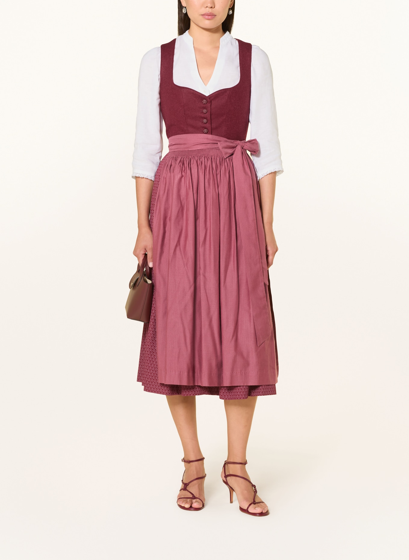 Johann & Johanna Dirndlblouse van linnen met 3/4-mouwen: WIT
