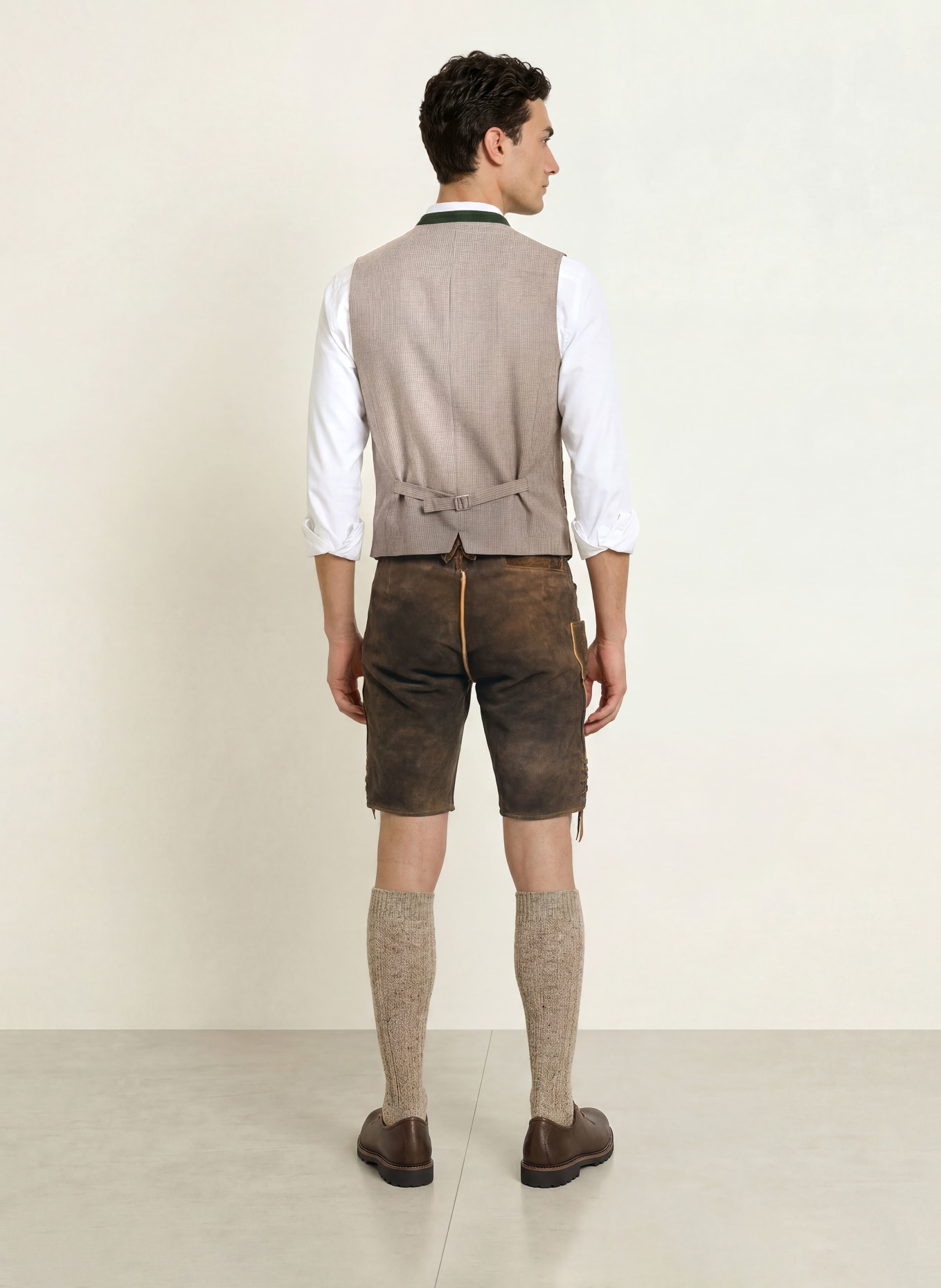 Grasegger Traditional vest: BROWN / BEIGE / DARK GREEN