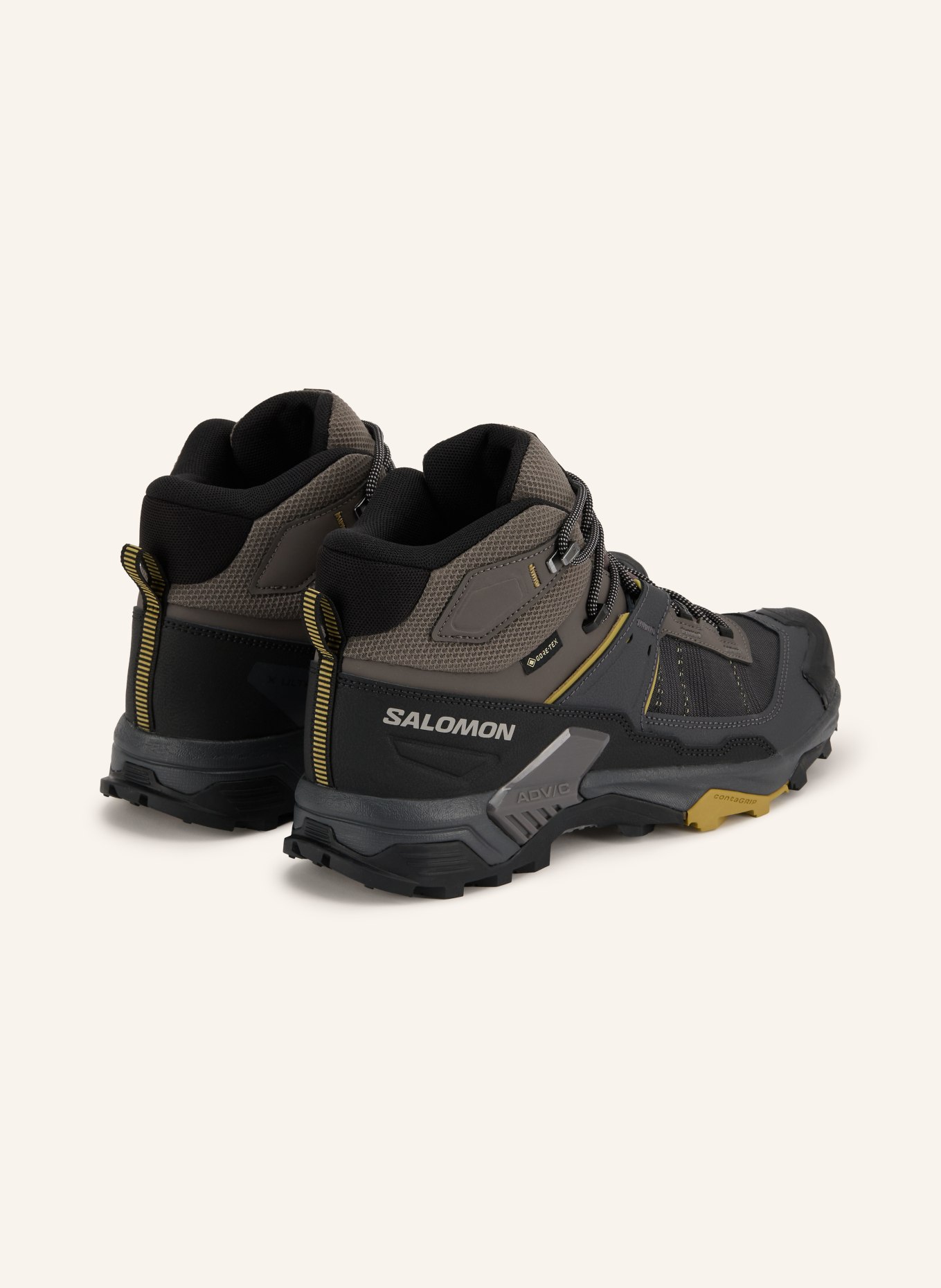 SALOMON Buty turystyczne X ULTRA 5 MID GTX: CZIEMNOSZARY / SZARY / JASNOŻÓŁTY