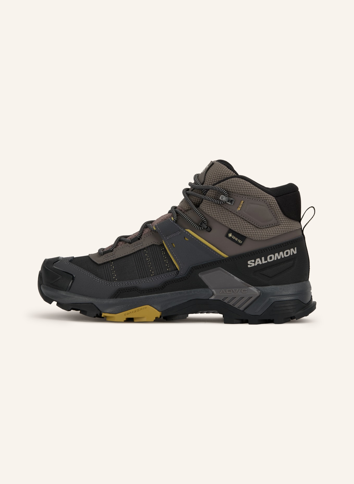 SALOMON Buty turystyczne X ULTRA 5 MID GTX: CZIEMNOSZARY / SZARY / JASNOŻÓŁTY