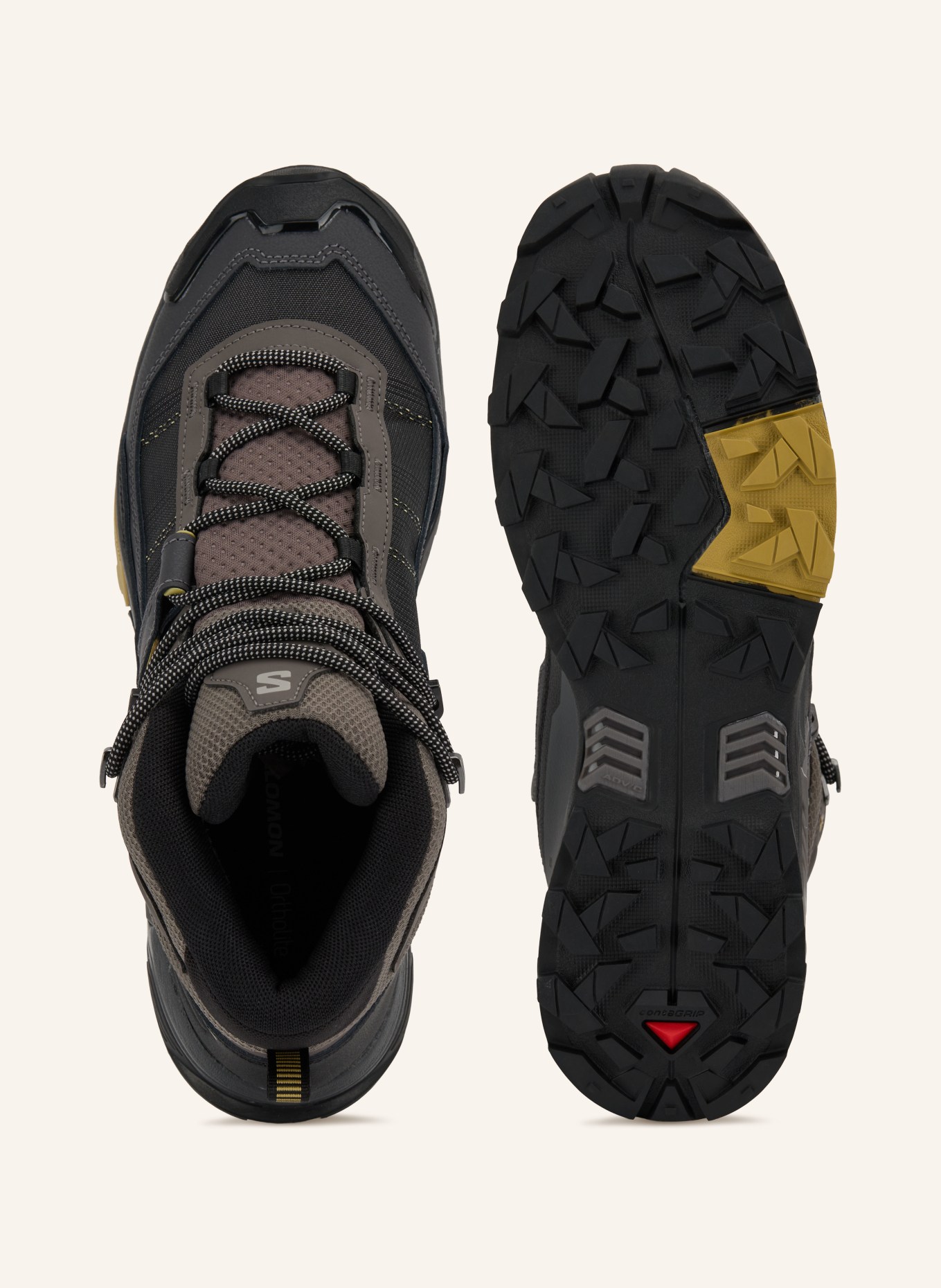 SALOMON Buty turystyczne X ULTRA 5 MID GTX: CZIEMNOSZARY / SZARY / JASNOŻÓŁTY