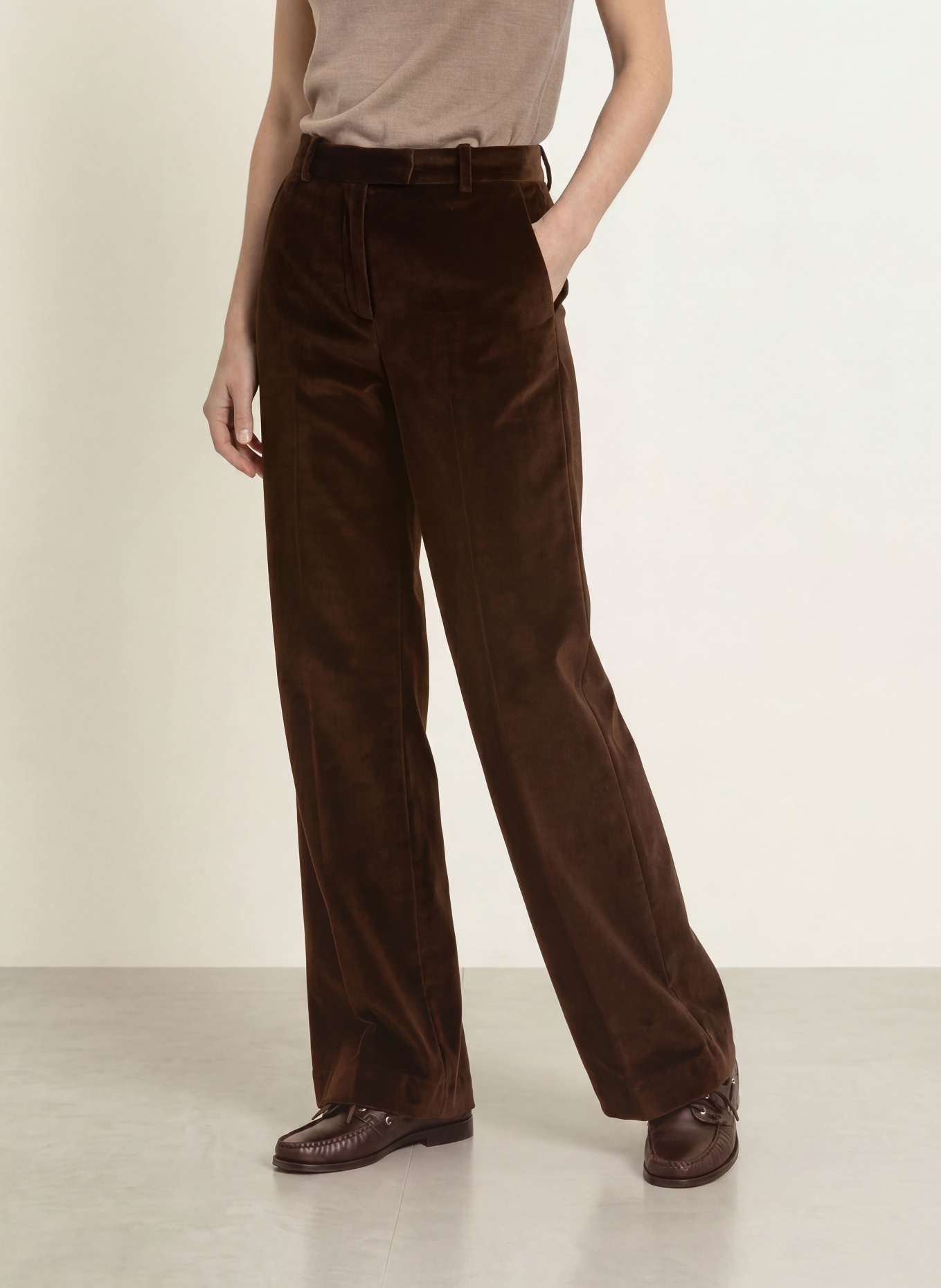 CIRCOLO 1901 Velvet wide-leg trousers: DARK BROWN